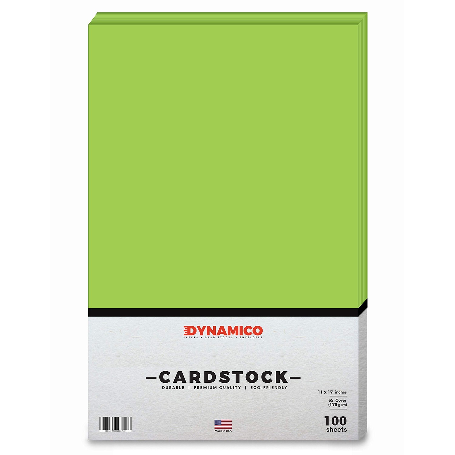Neon Green Bright Color Cardstock, 65lb Cover (176GSM), 11 x 17, 100 Sheets
