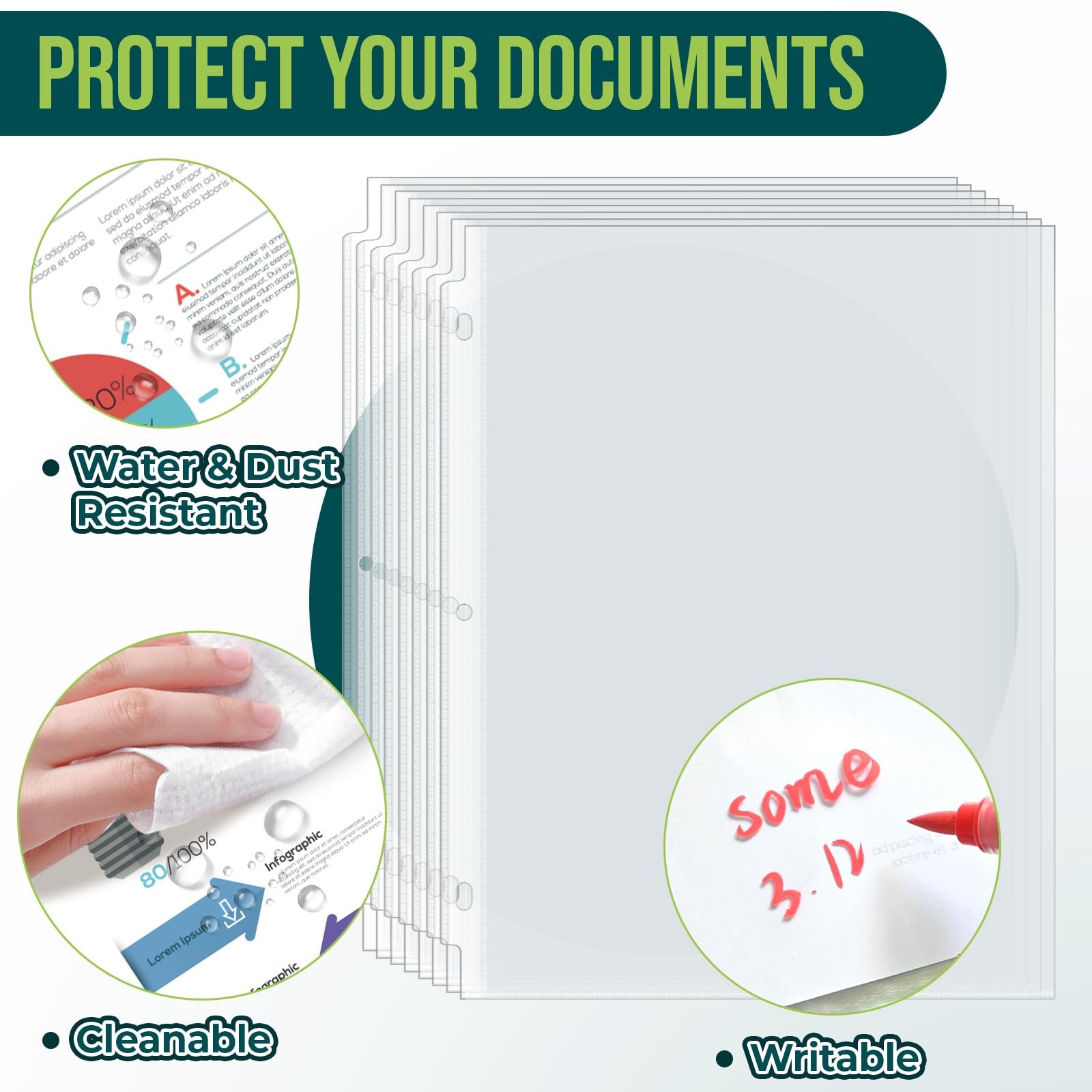 Sheet Protectors 8.5 x11 Inch Clear Page Protectors for 3 Ring Binder,100 Pac…