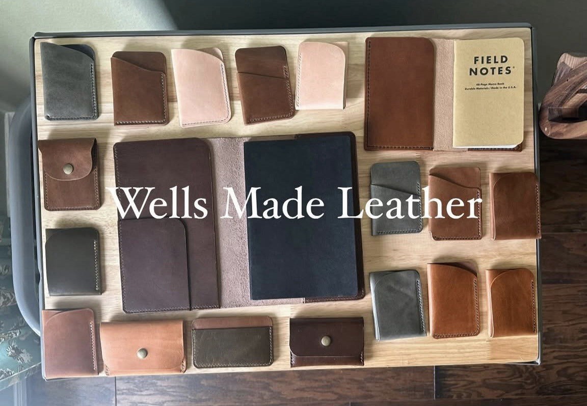 Chestnut Brown full-grain veg-tanned leather, 5 oz — 100% handmade in the USA.