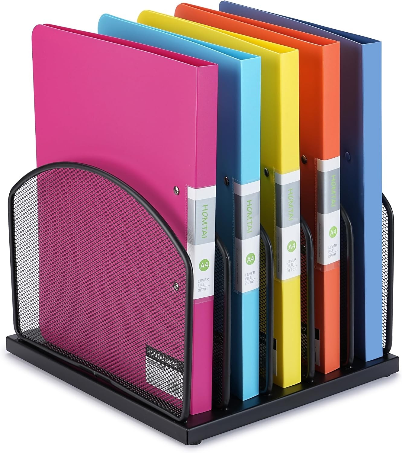 8-Slot Vertical File Binder Organizer Storage Steel Mesh Portable W/ Padded Feet