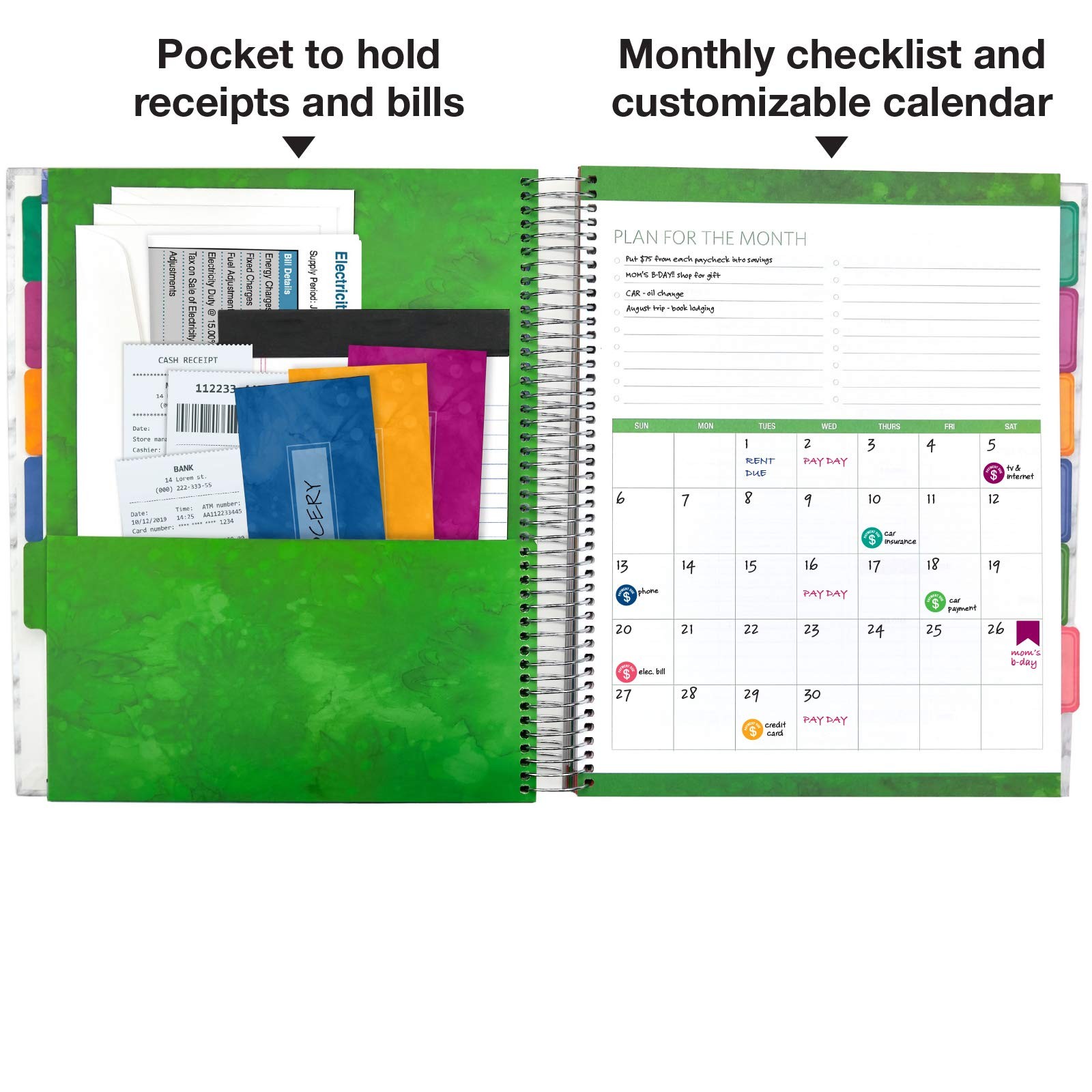 Global Printed Products Budget Planner Monthly Bill Organizer 12 Envelopes And
