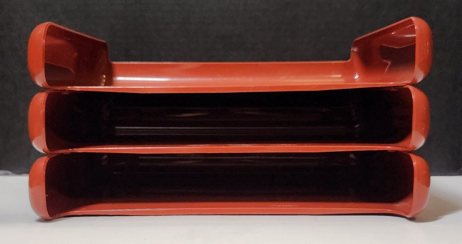 Vintage 1982 Eldon Office Products 3 Tier Desk Organizer Stack Tray Orange Brown