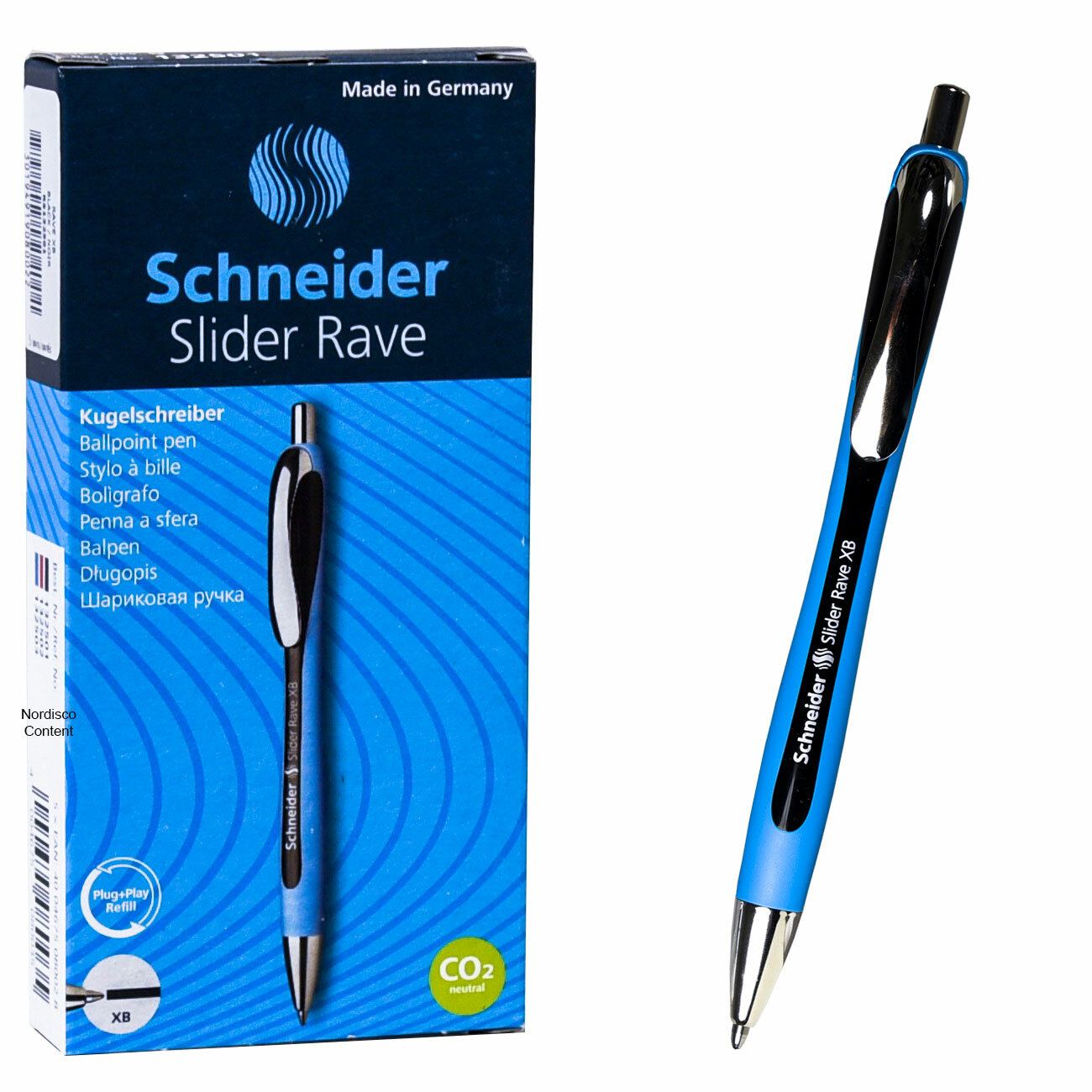 Schneider 132501 Slider Rave XB Pen, Black Ink, 1.4mm Extra Bold, Box of 5 Pens