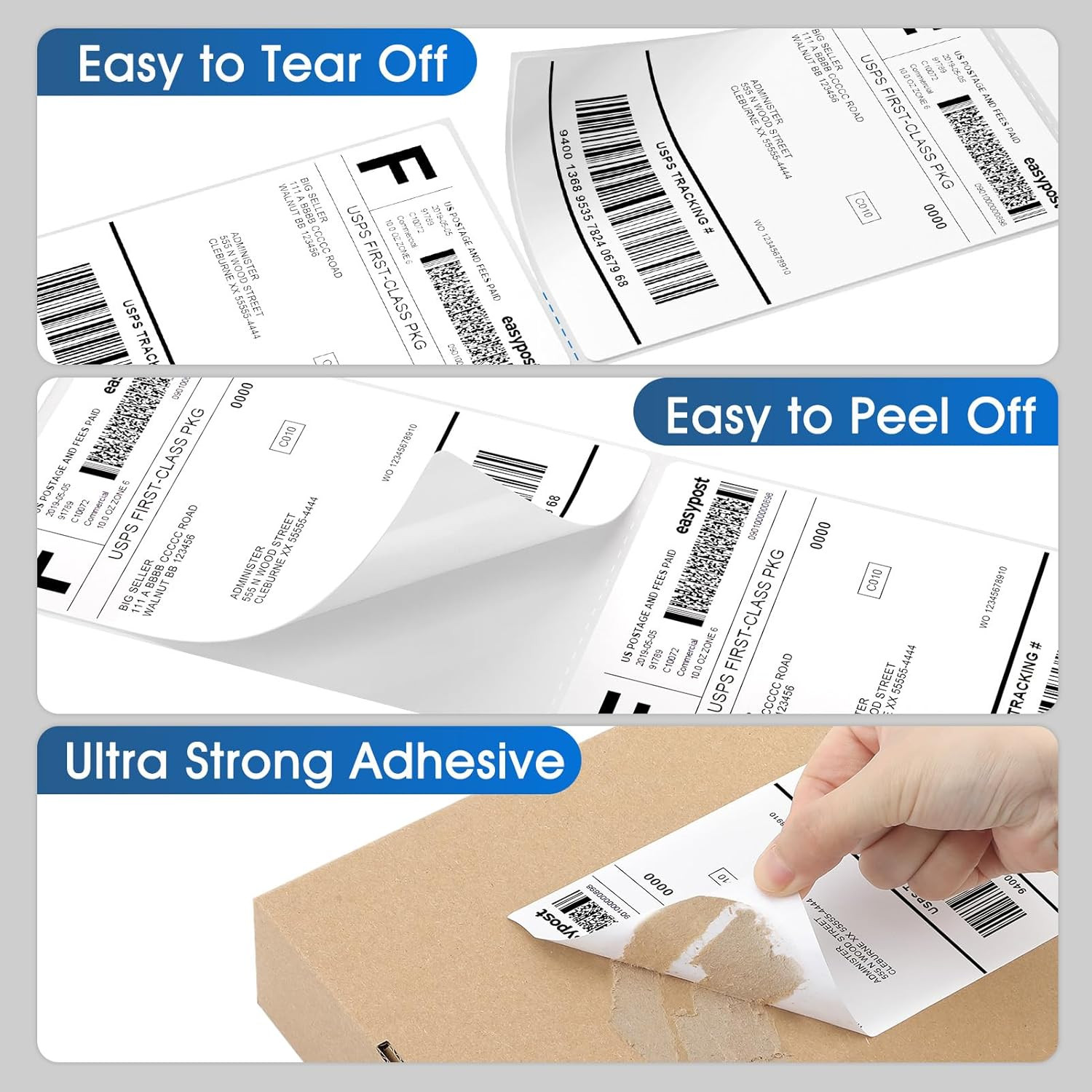 4″ X 6″ Direct Thermal Labels, 500 Fanfold Labels, for Shipping & Mailing, Perfo