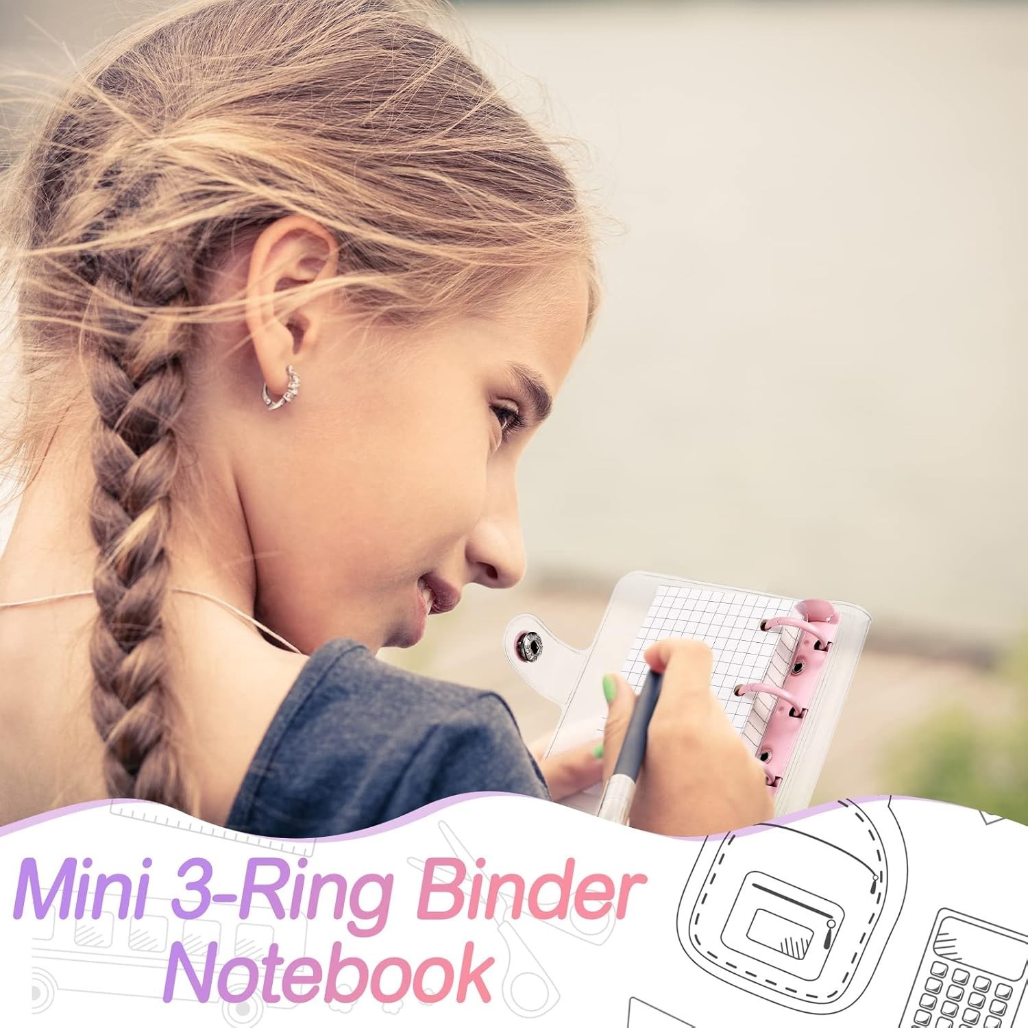 2 Sets Mini Transparent 3 Ring Binder Covers with Mini Binder Inner Paper Pocket