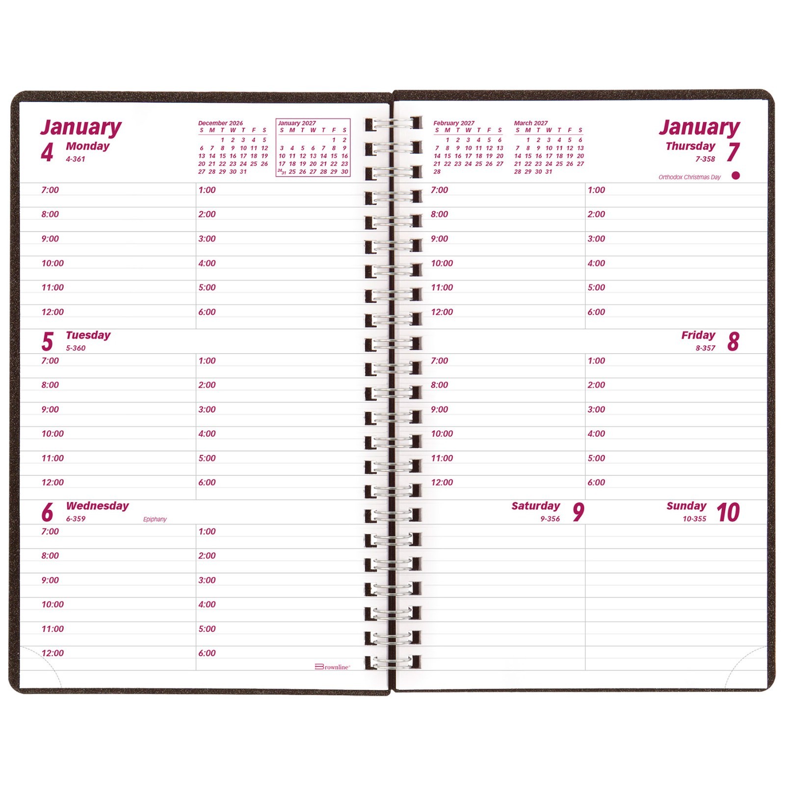 2025 Brownline CB75V.BLK Duraflex Weekly Planner, 8″ x 5″