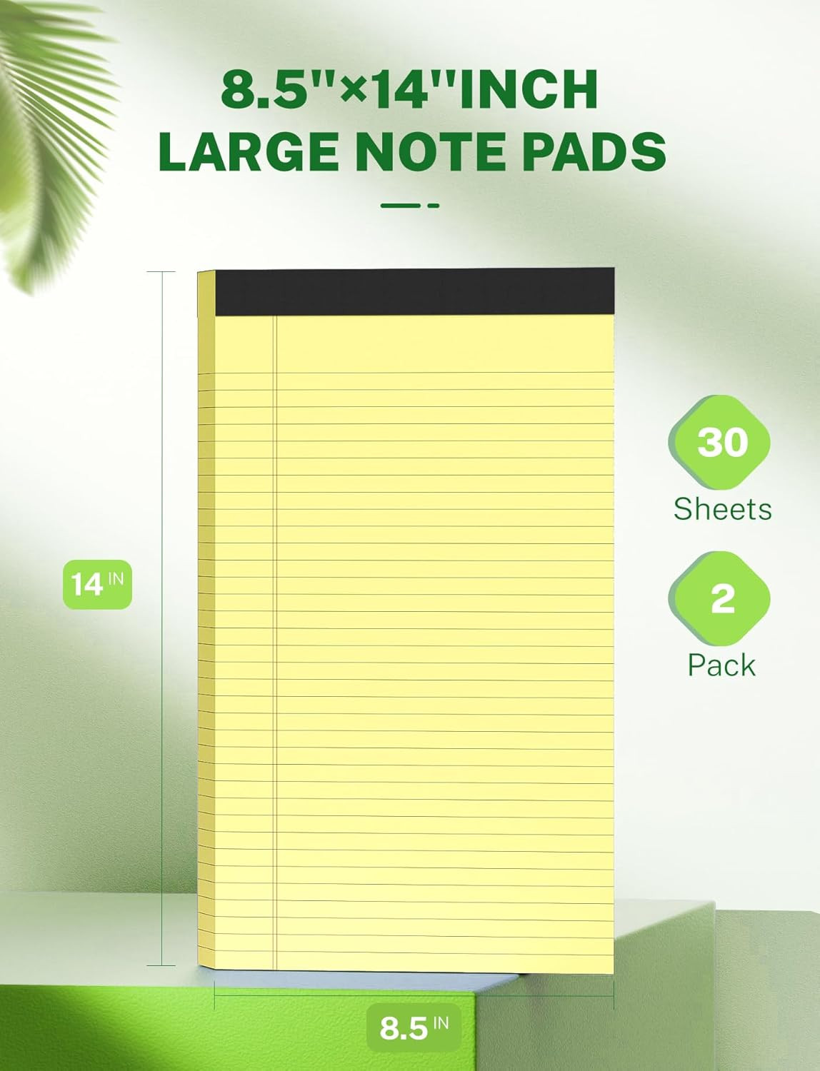 Legal Pads 8.5 X 14, Wide Ruled Legal Pad, Yellow Paper 8.5 X 14, 30 Sheets Per
