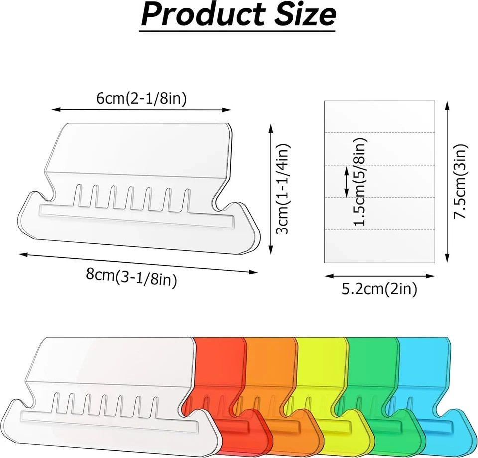 60 Pcs 2″ Hanging File Folder Tabs and 60 Pcs Inserts for Quick Identification