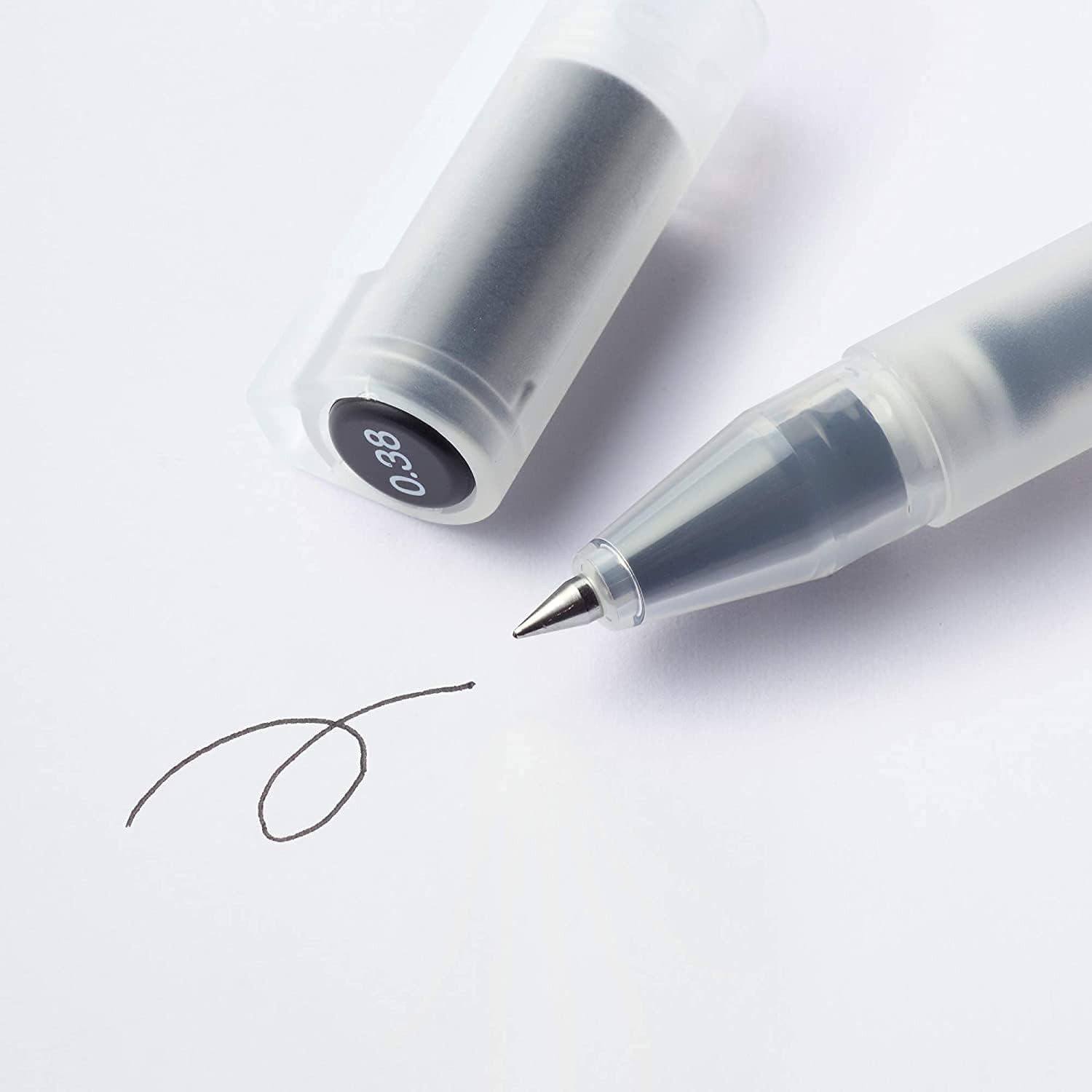 MUJI Gel Ink Ballpoint Pen Cap Type 10-Pieces Set, 0.38 mm Nib Size, Blue/Black