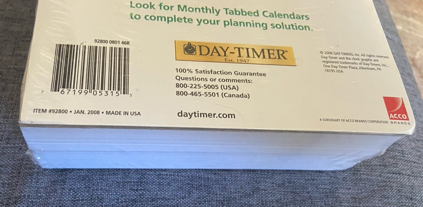 NEW 2008 Day-Timer 2-Page Daily Planner Refill Pages Fit 3 & 7 Ring 5 1/2×8 1/2