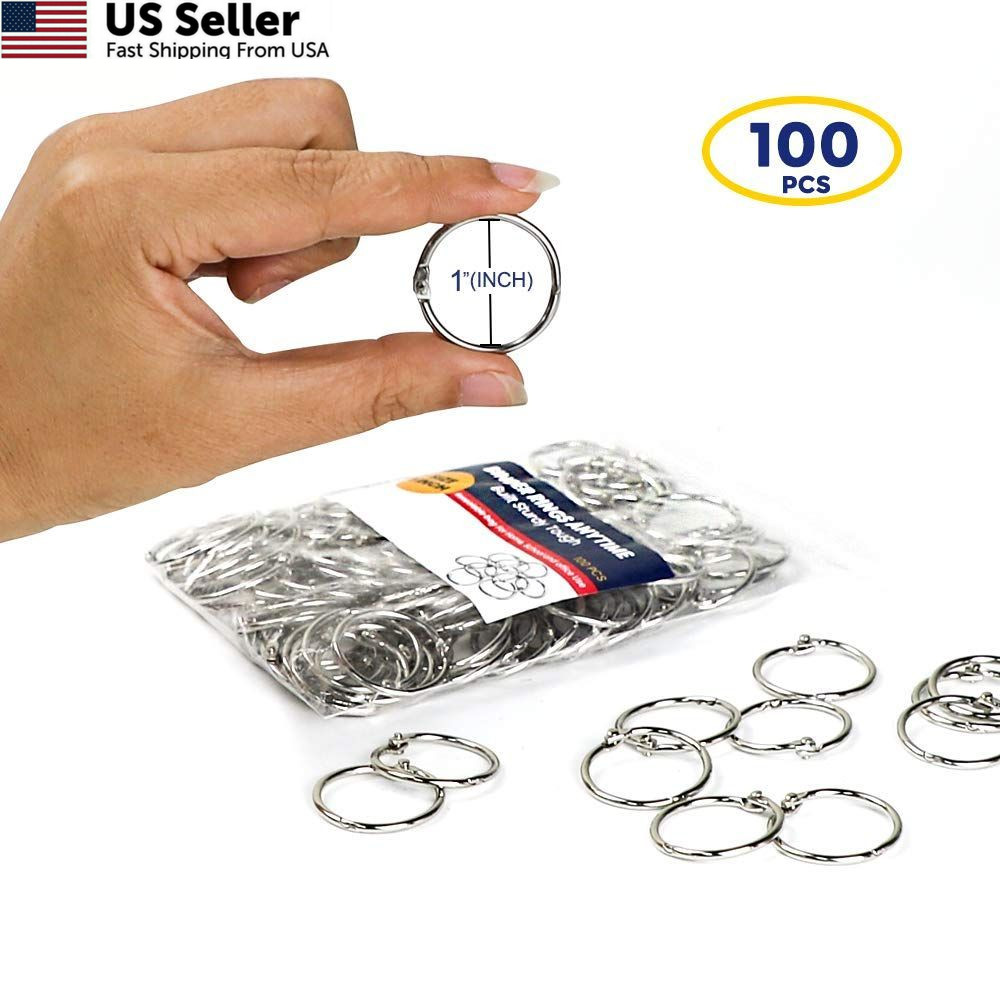 Binder Rings 1 Inch 100 pcs-Sturdy Book Rings-Loose Leaf Ring Silver