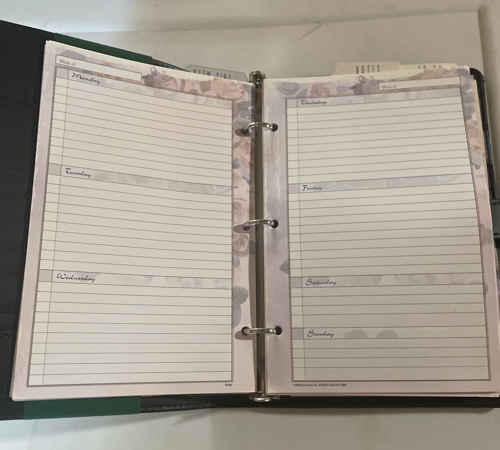 Day Runner Faux Leather Planner Binder Personal Organizer 9.25”x7”
