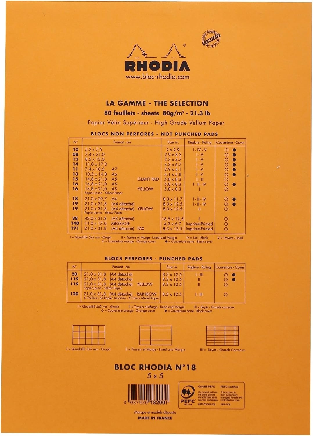 Notepads Graph Orange 8-1/4X11-3/4