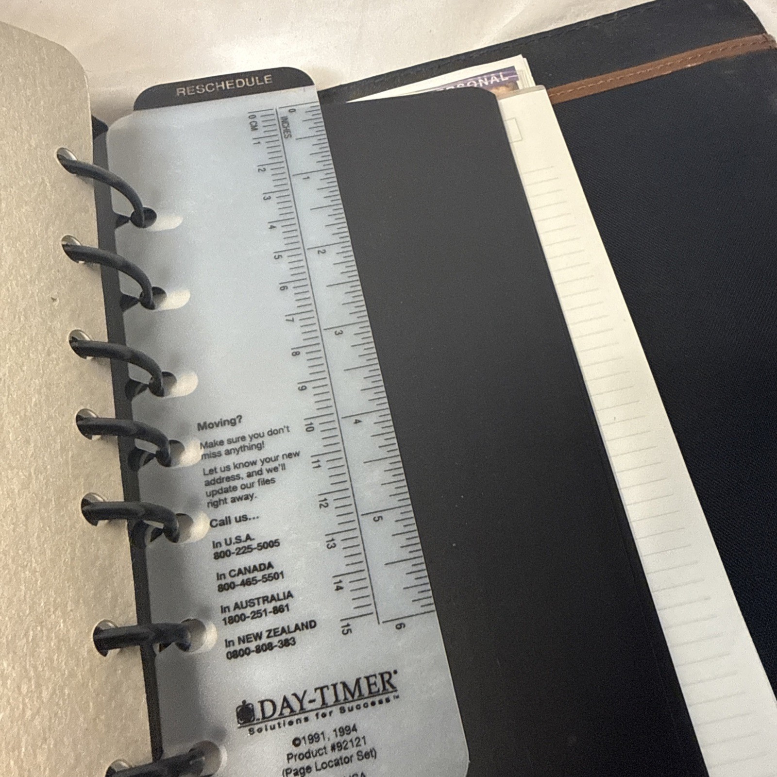 VTG 90’s Day-Timer Camel Tan Leather Binder Planner Inserts Stickers Labels 9.5”