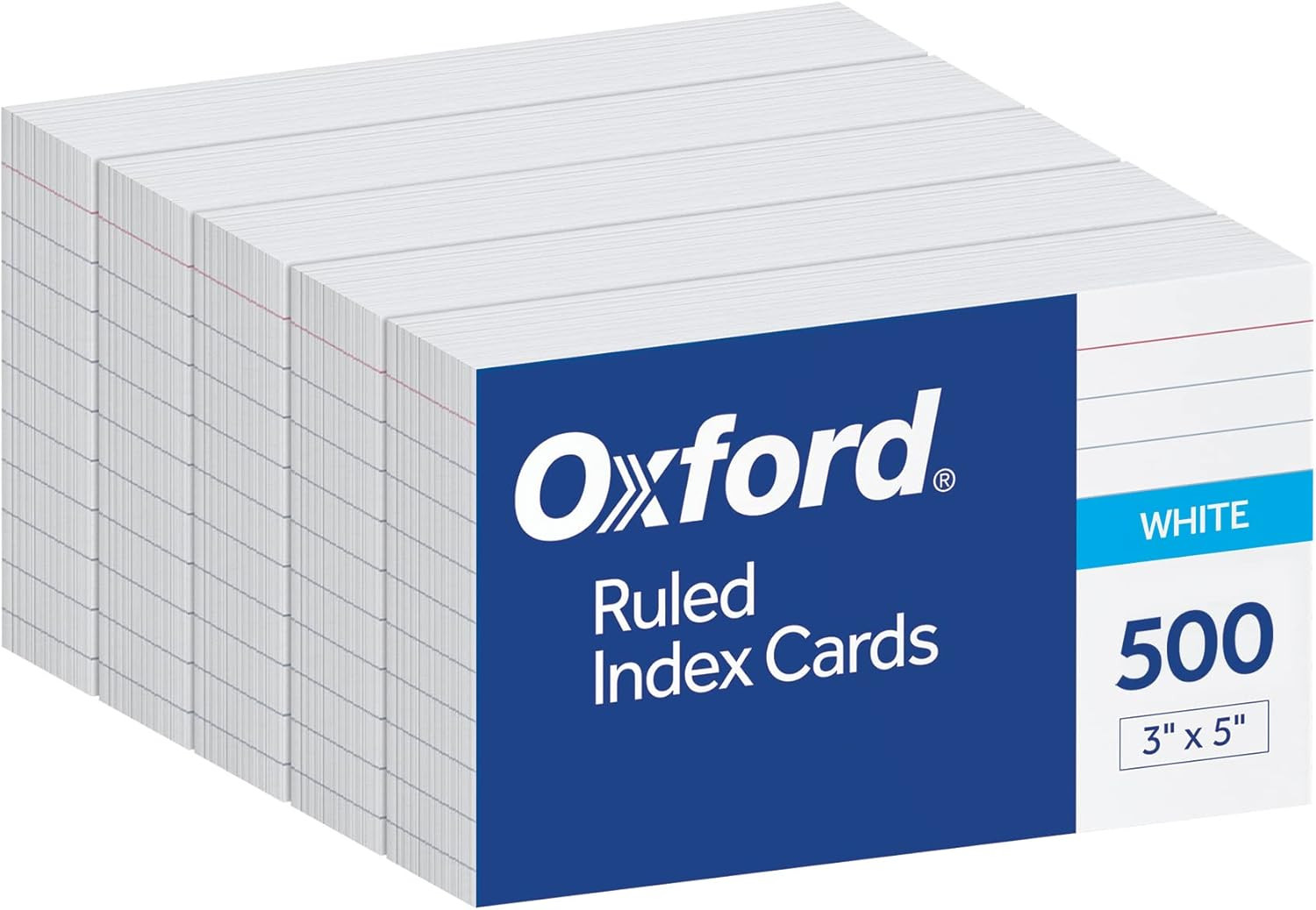 500 Count 3×5 Index Cards White Lined Front Blank Back Flashcards for Study Note