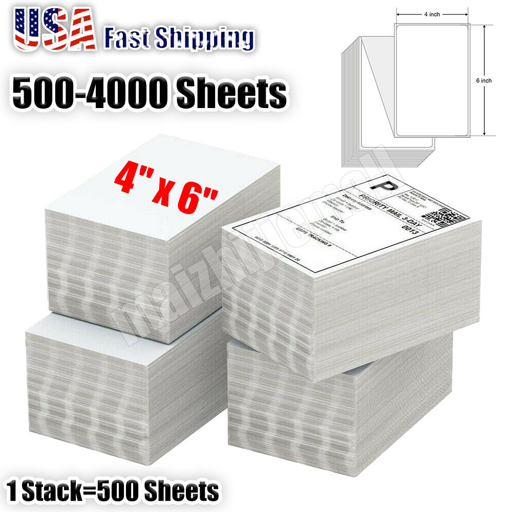 500x Fanfold Direct Thermal Shipping Labels for Zebra & Rollo Printers 4″ x 6″