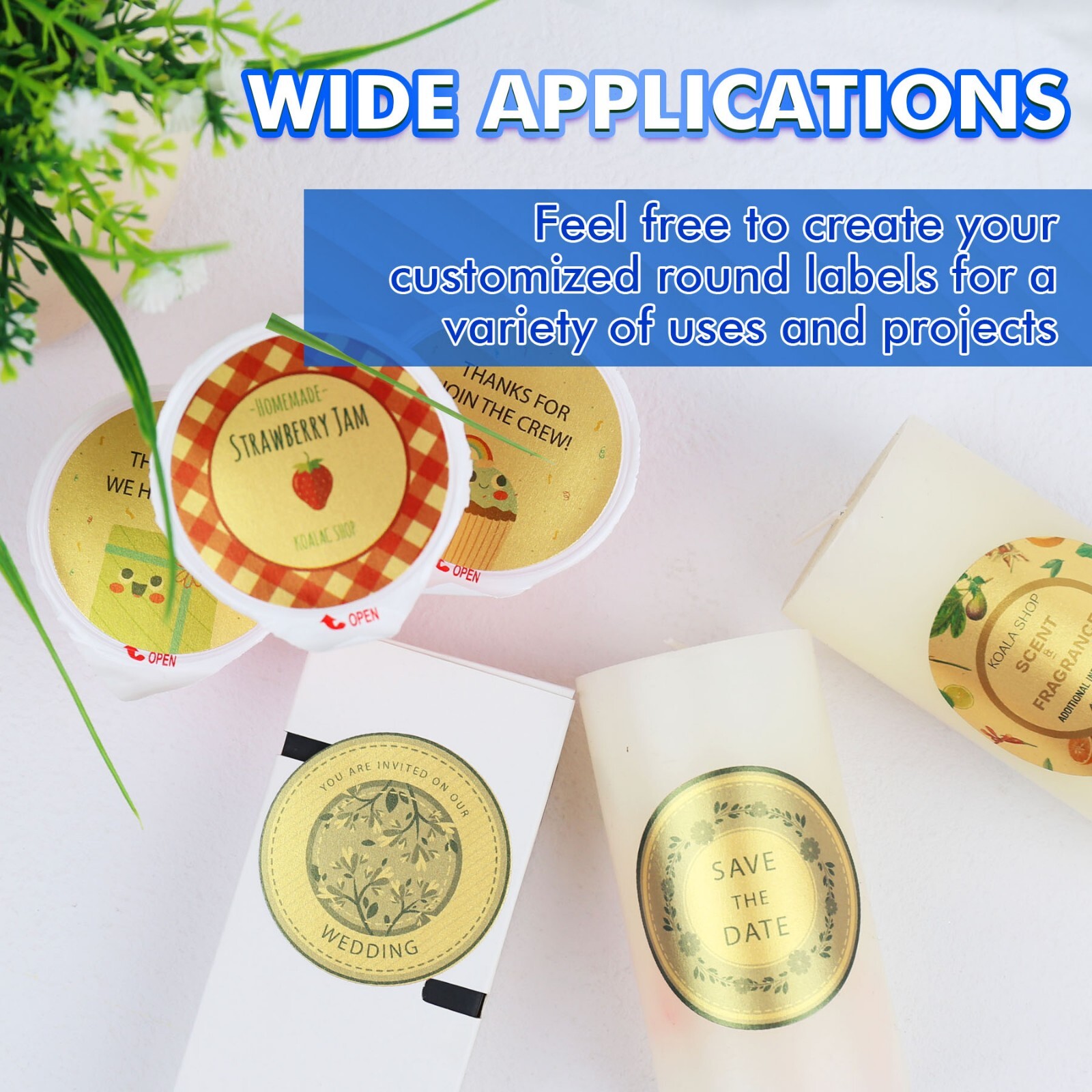Koala Round Label 2 In Gold Foil Sticker Paper 240-720 Printable Circle Labels