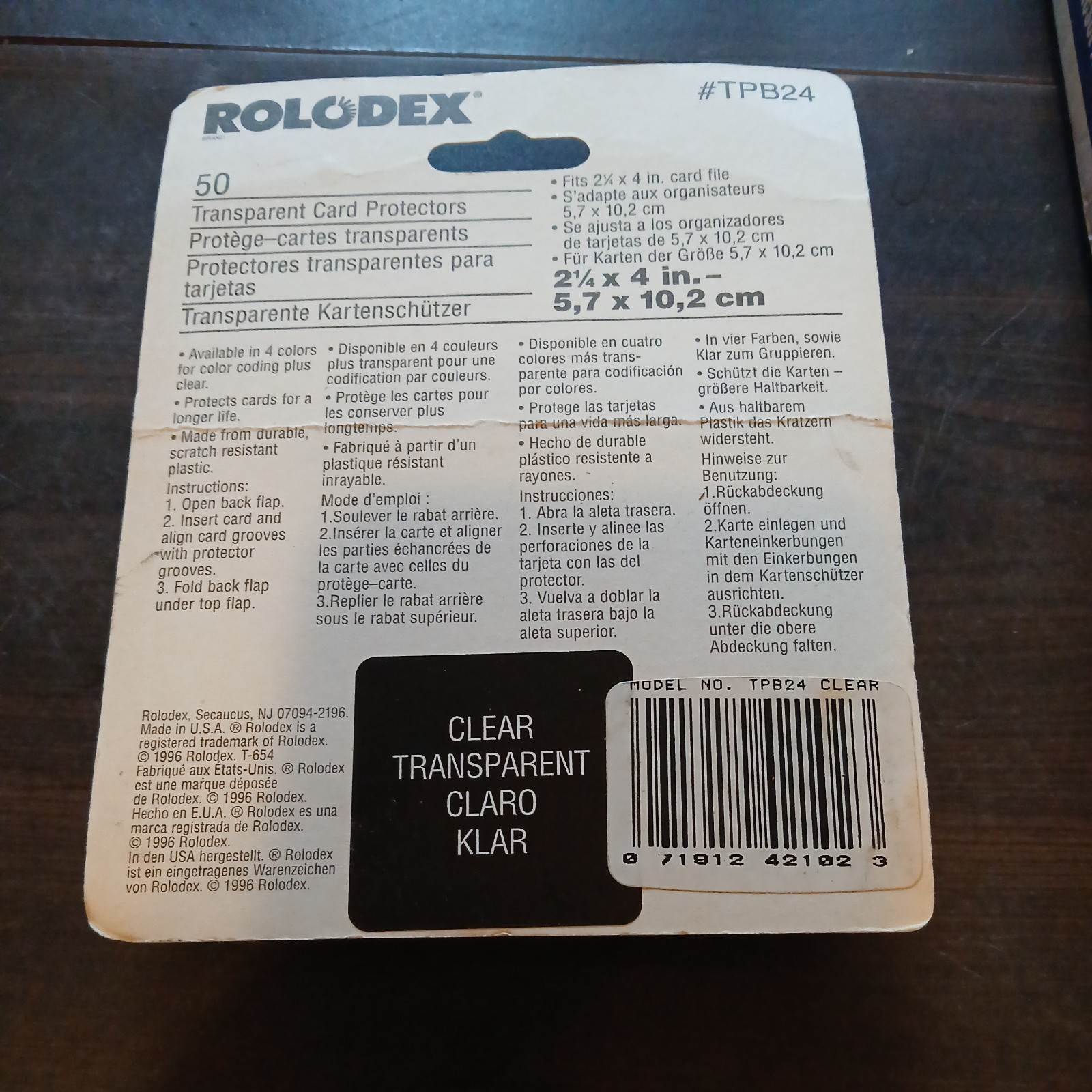 50 Rolodex Transparent Business Card Protectors Sleeves 2.25” X 4” New NOS skb