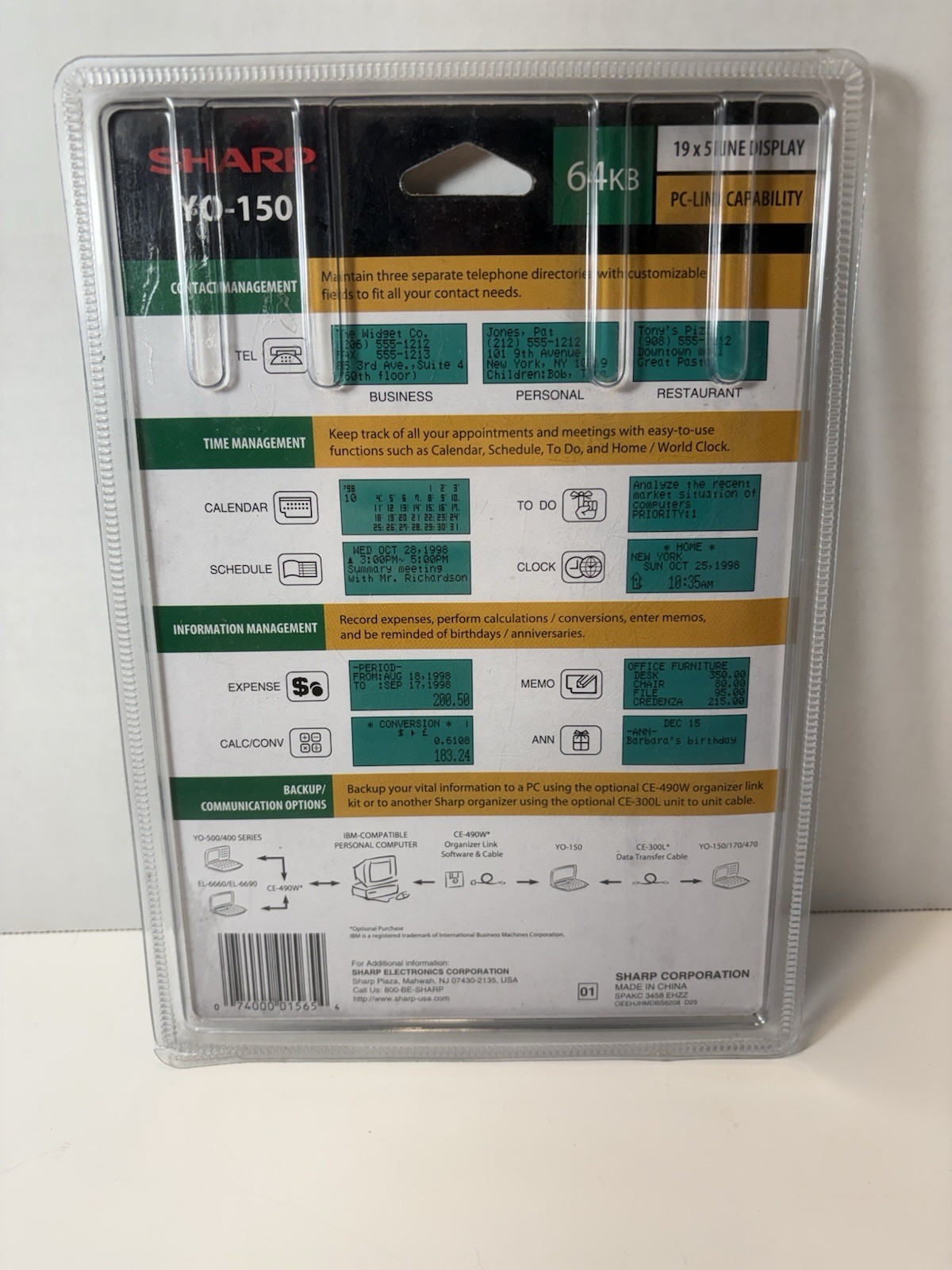 Sharp YO-150 Personal Information Organizer 64kb NEW Factory Sealed