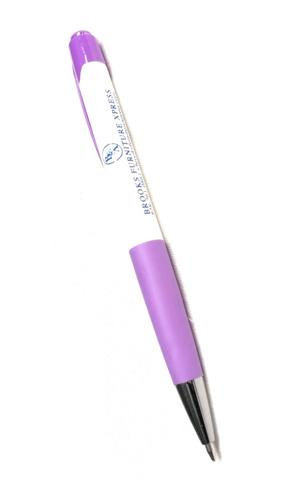 30ct Bulk Lot Misprint Rubber Grip Click Pens MARDI GRAS Hub Pen: PURPLE & WHITE