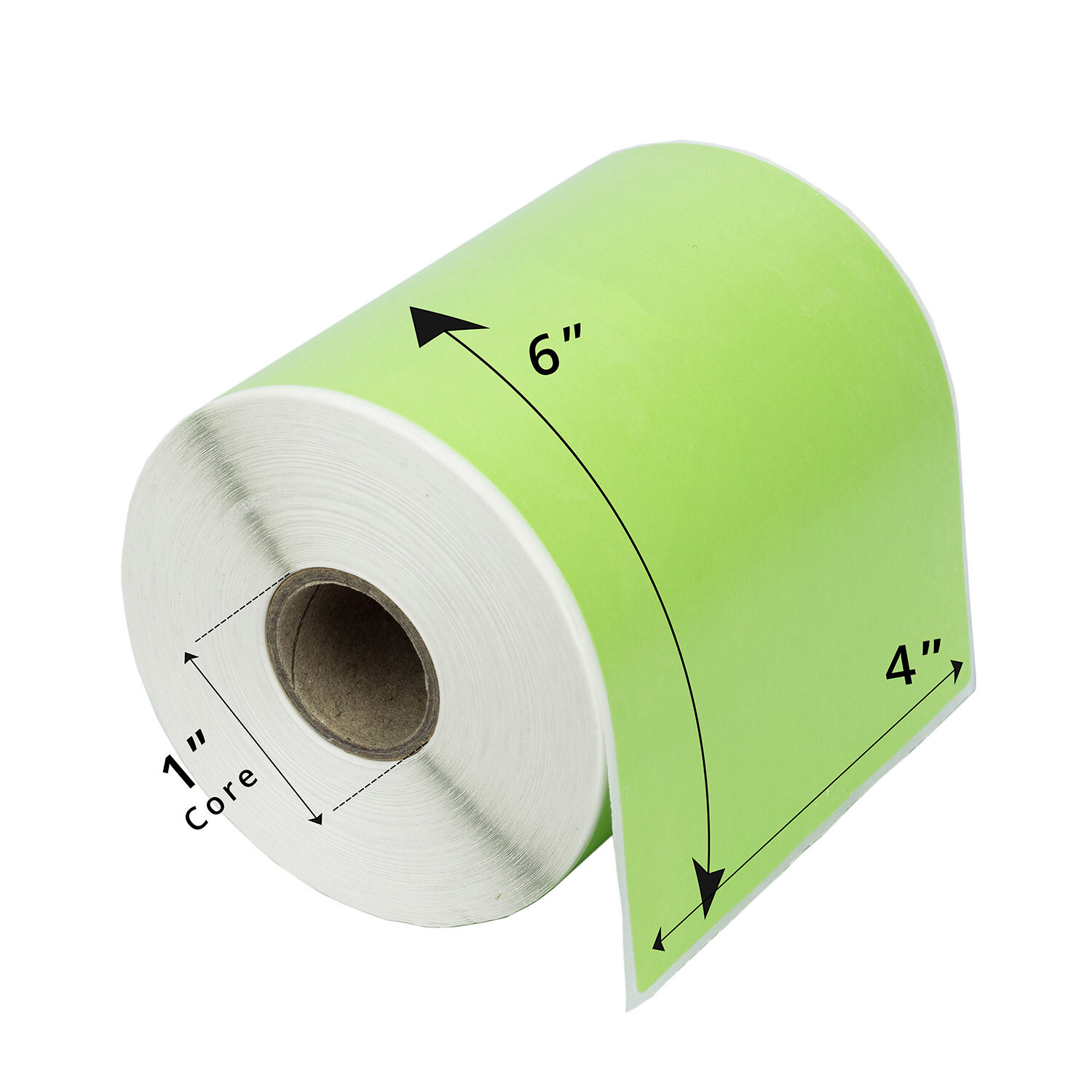 ZEBRA 4×6 COLOR (4″ x 6″) GREEN Direct Thermal Labels 1″ Core – (6) Rolls / 250