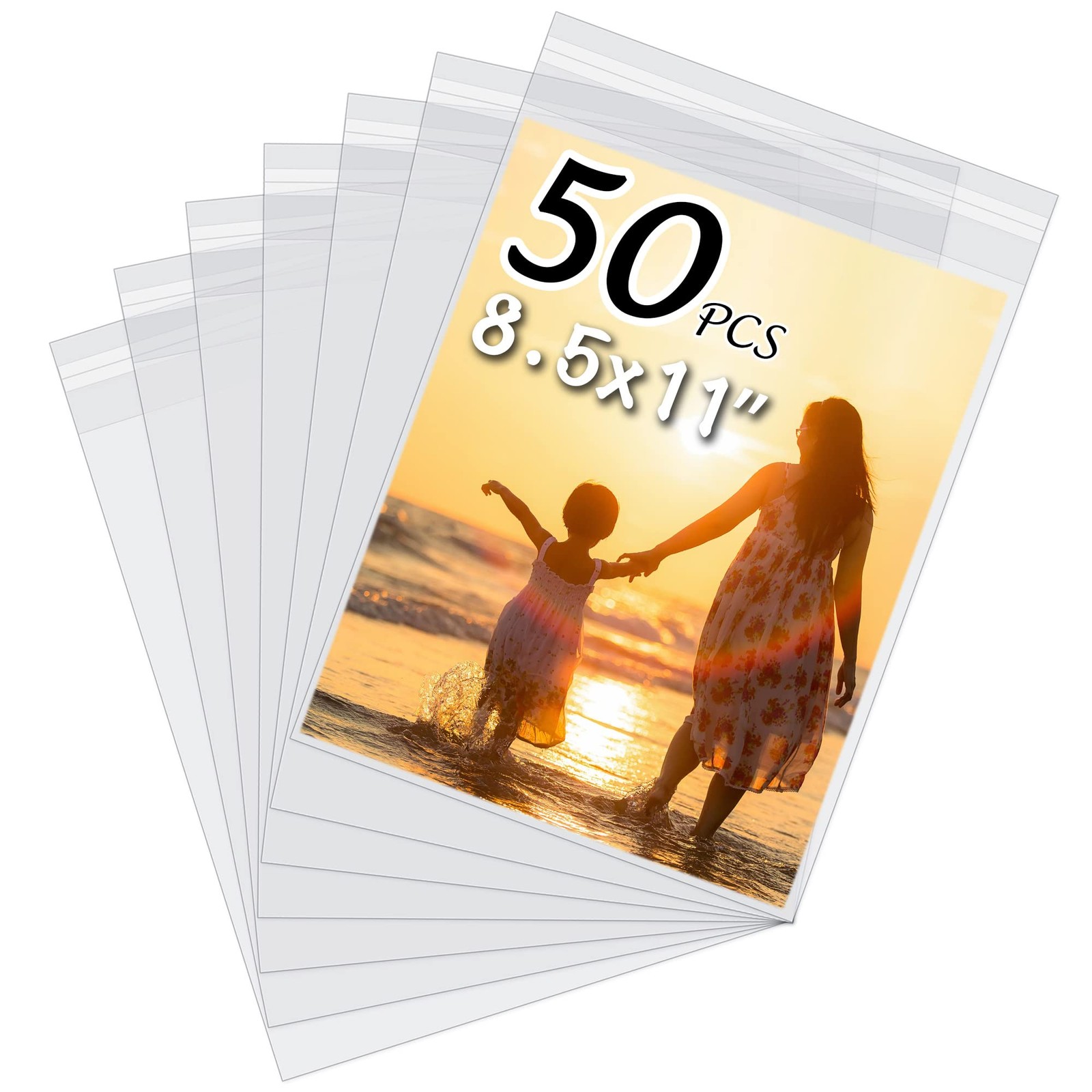 50 Pack Acid-Free Crystal Clear Sleeves Storage Bags for 8.5×11 Art Prints/Pi…