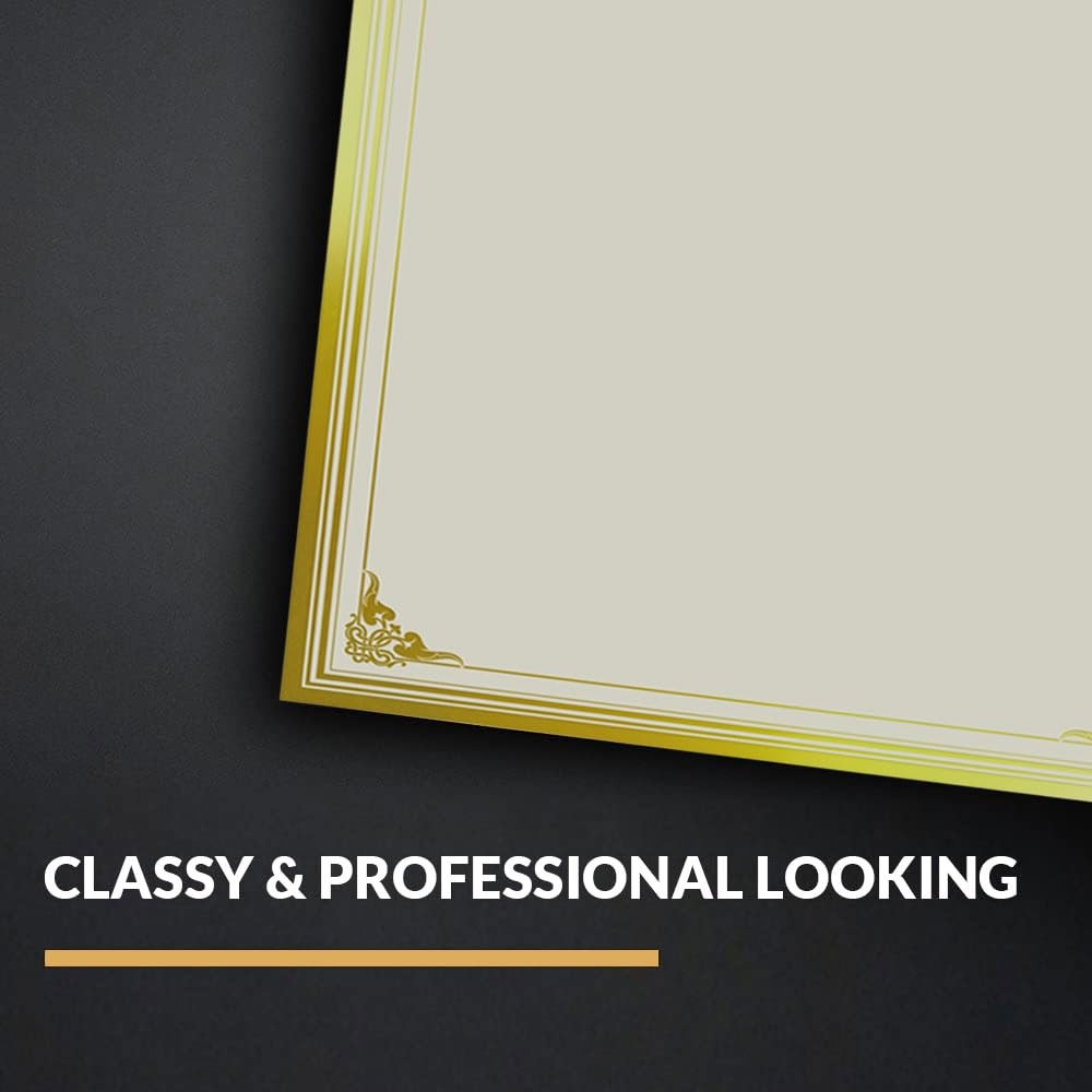 100 Sheets Certificate Papers – Blank Gold Foil Border Letter Size 8.5×11 for…