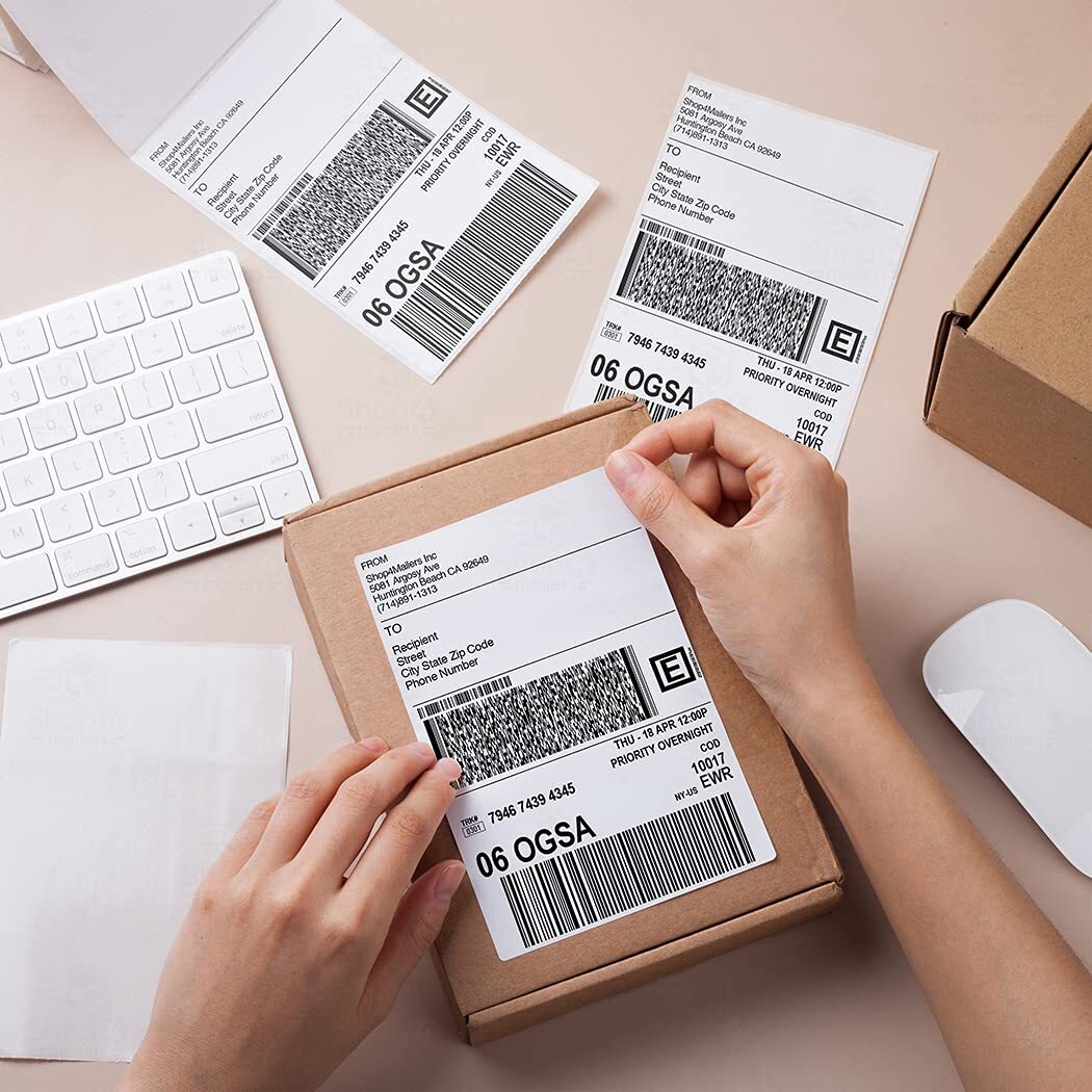 500-2000 4″x6″ Fanfold Direct Thermal Shipping Labels for Zebra & Rollo Printers