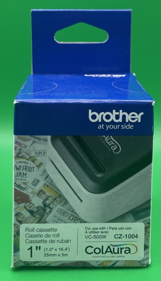 Brother CZ-1004 Roll Cassette 1” (25mm) x 16.4ft (5m) Label Roll, ZINK – NEW