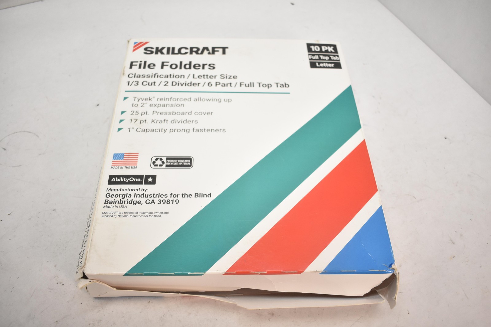 SKILCRAFT Classification Folders Letter Size Earth Red 10 PK Full Top Tab USA