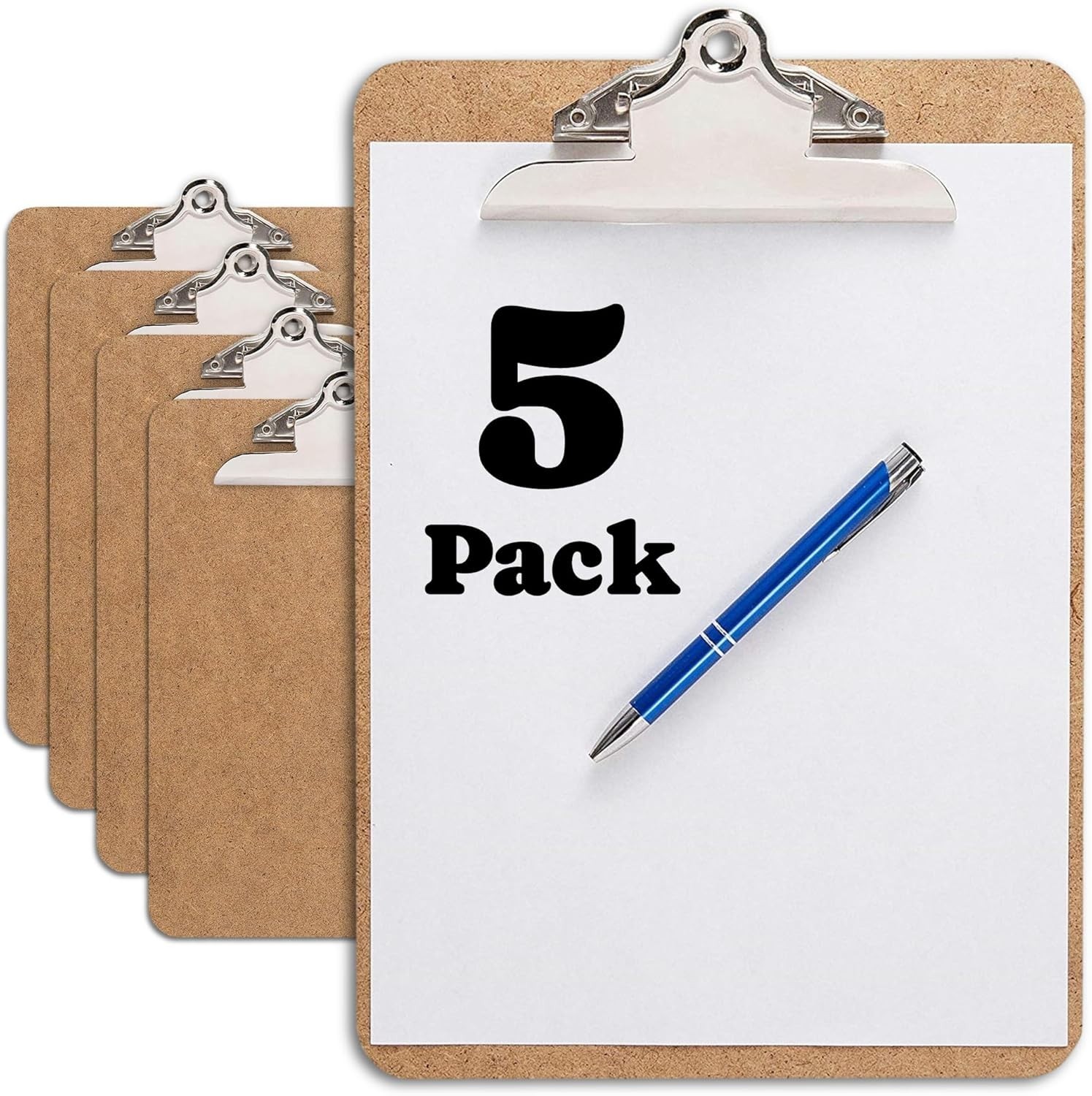 Letter Size Clipboard with Butterfly Clip Pack of 5 – 9” x 12.5” Large Wood…