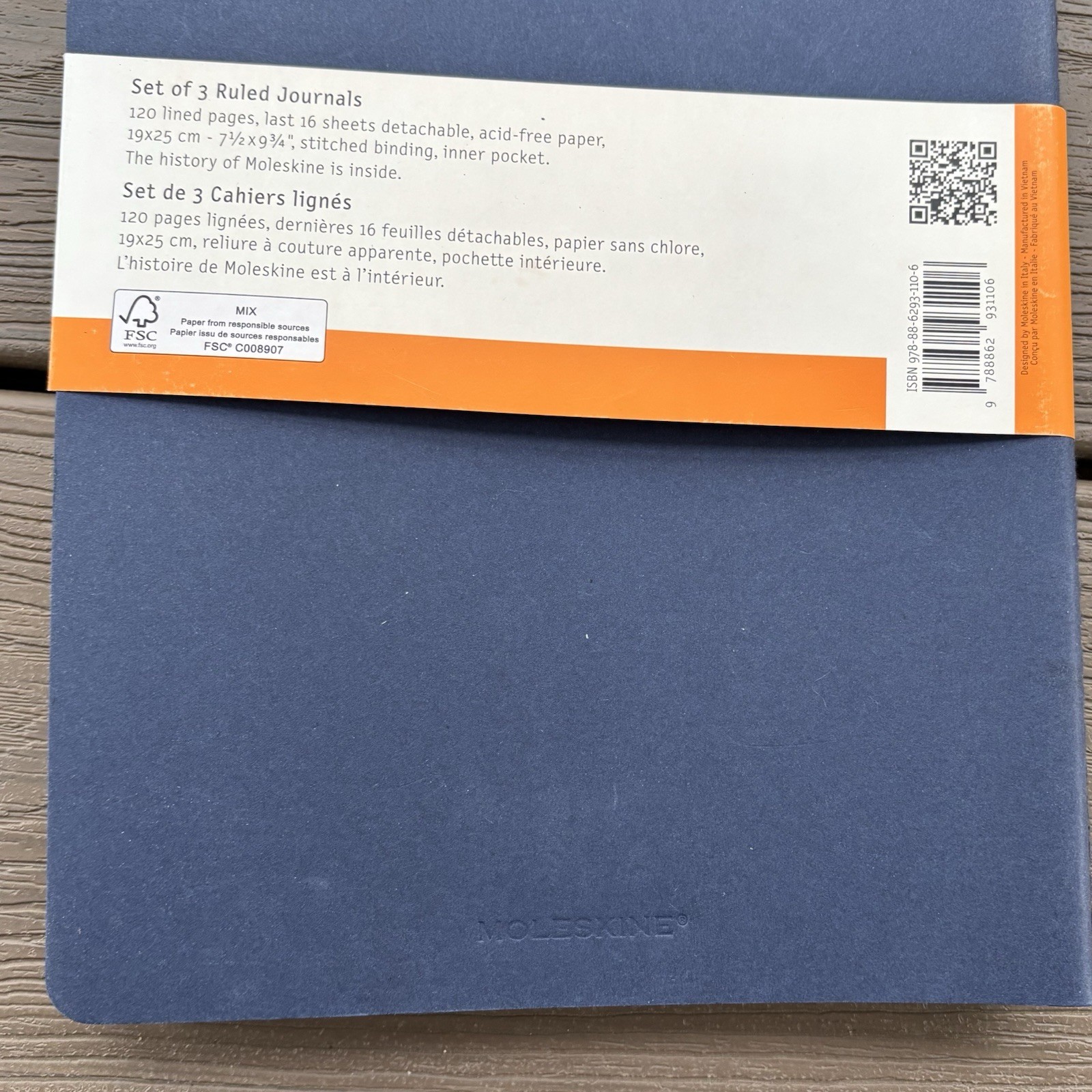 Moleskine Cashier Journal, 3-Pack Soft Cover, XL (7.5″ X 9.5″) Blue 120 Pages