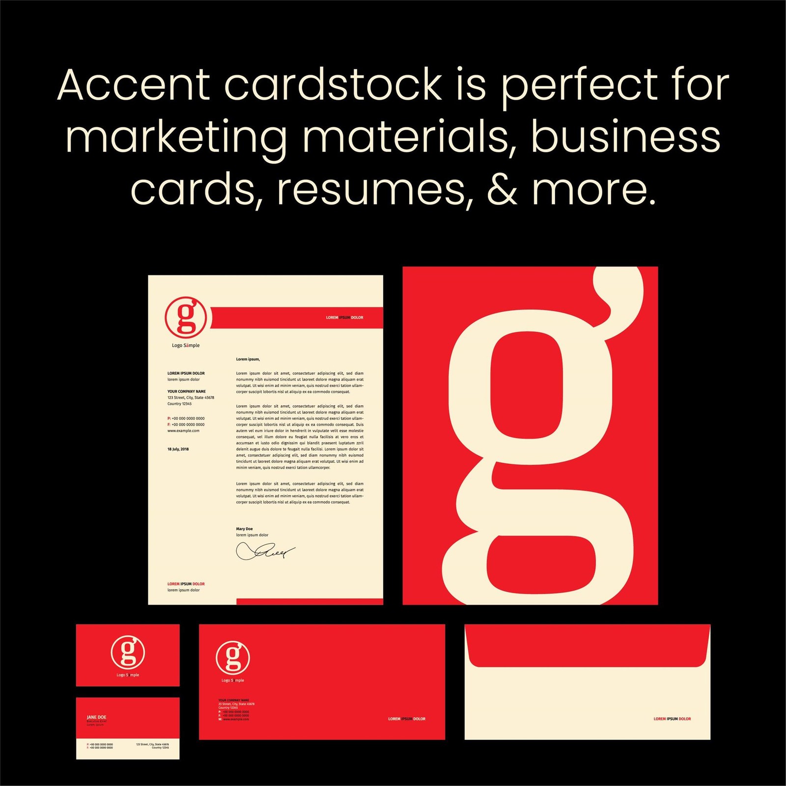 Accent Opaque Colored 8.5” x 11” Cardstock Paper, 65lb, 176gsm, 10 Reams