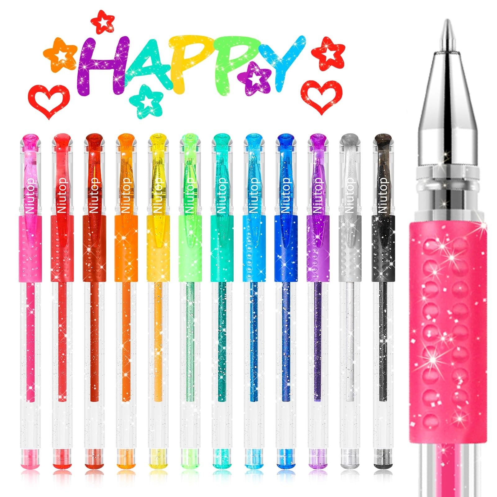 12 PCS Scented Glitter Gel Pens Stocking Stuffers For Adult Coloring Art
