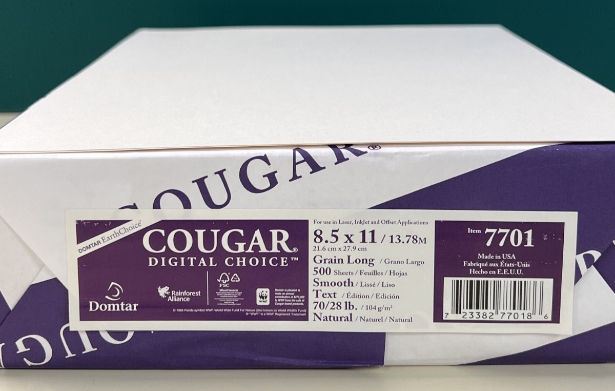 70# Natural Cougar Digital 8.5″x11″ Text Paper Heavyweight Letterhead 500/rm