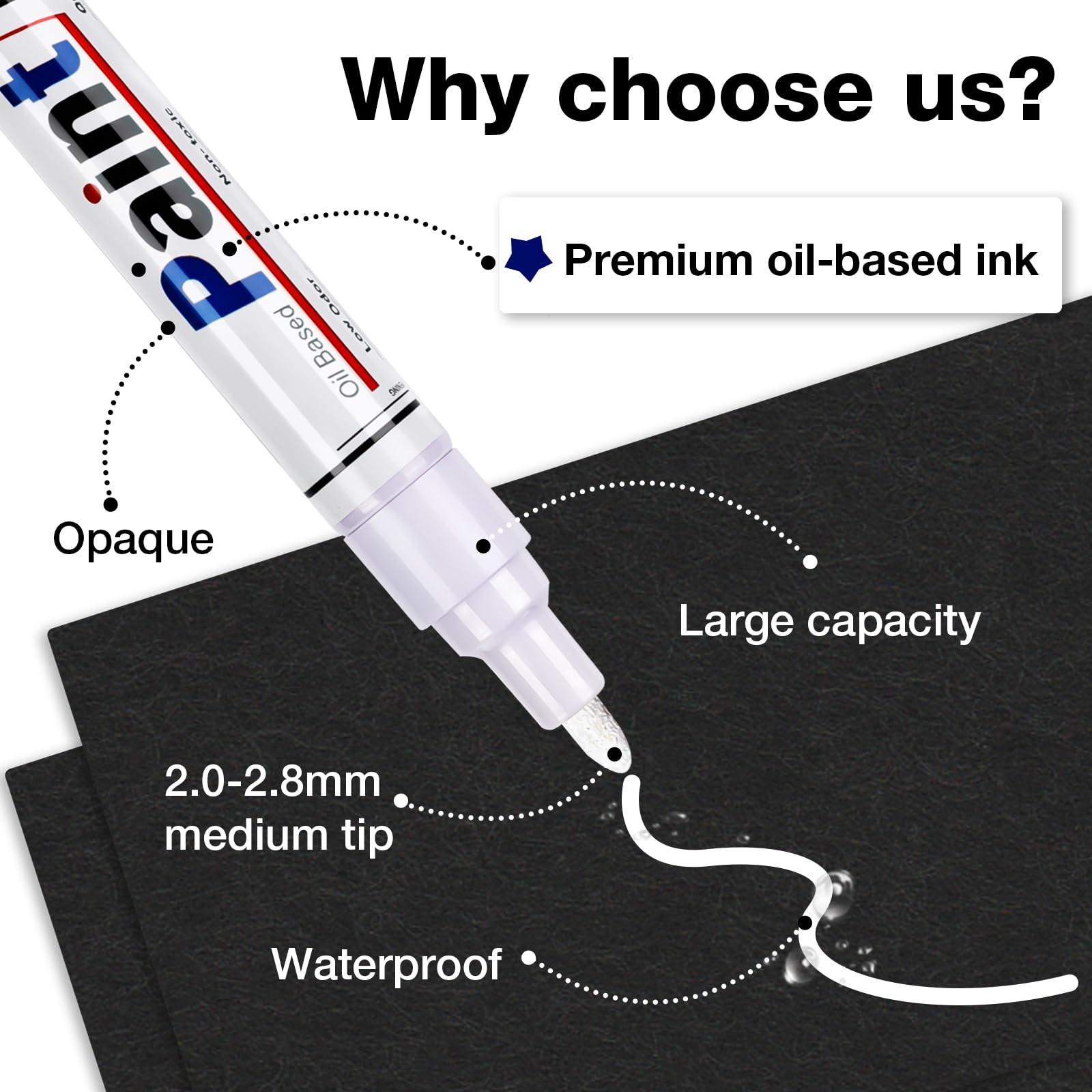 DAPAWIN White Paint Pen Permanent Marker 1 Count (Pack of 4),
