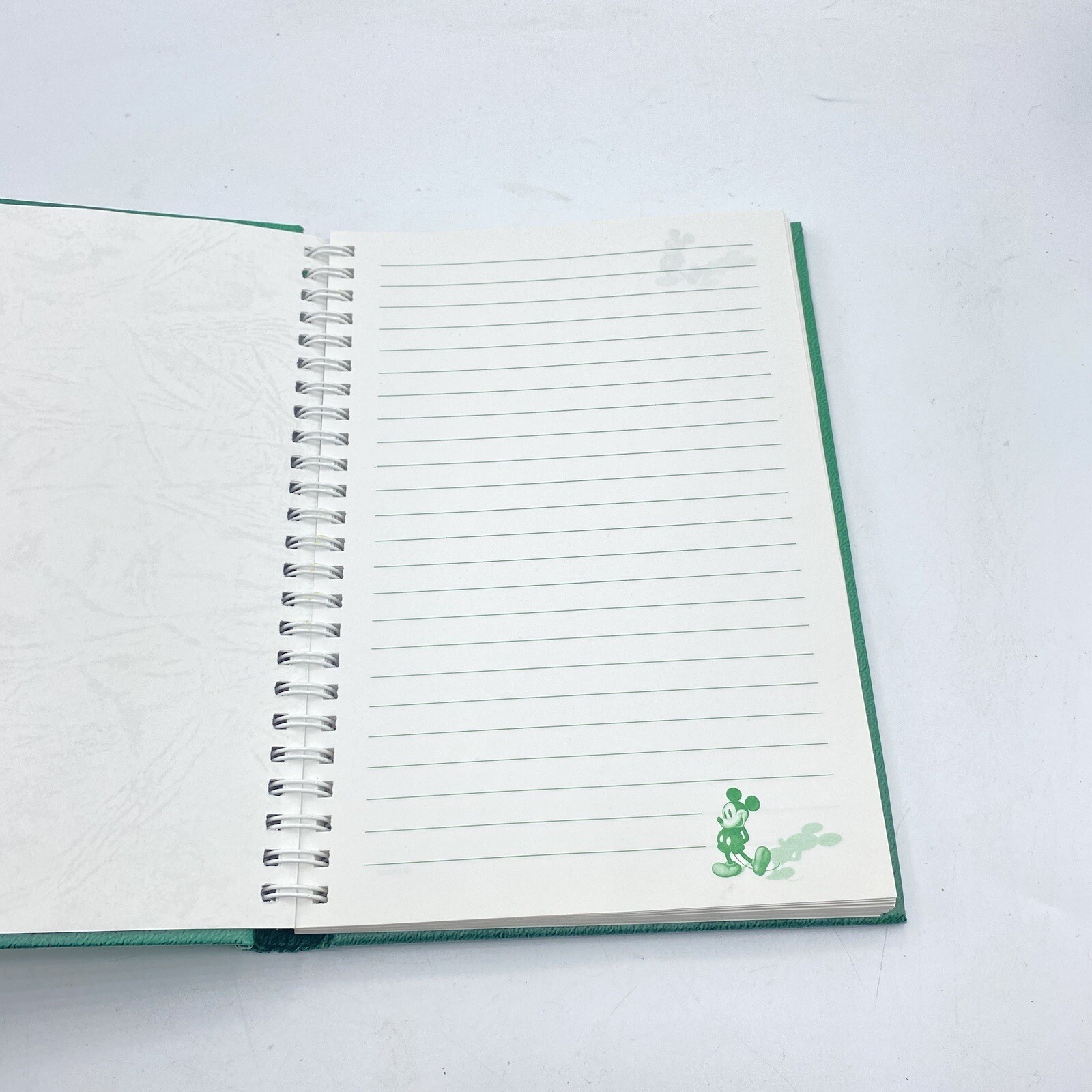 Disney Store Mickey Mouse Shadow Green Spiral Padded Covered Journal