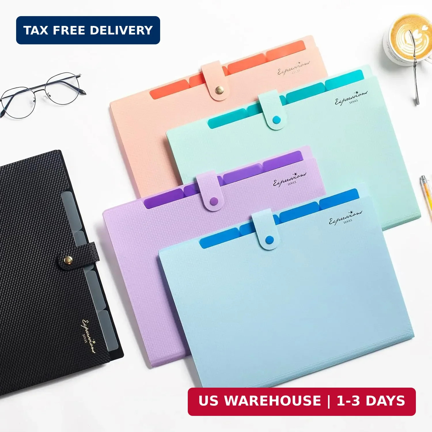 Sooez Accordion File Organizer, Letter Size Expanding File Folder with Labels, 5