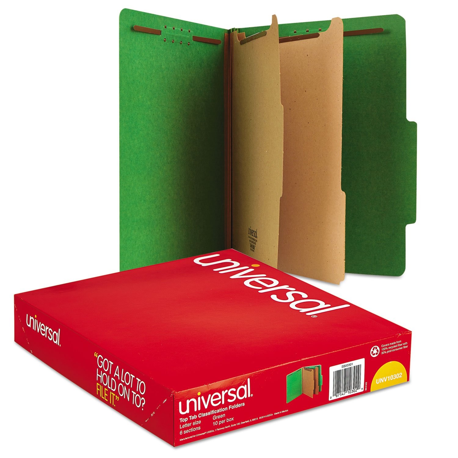 UNV10302 – Universal Pressboard Classification Folders Emerald Green