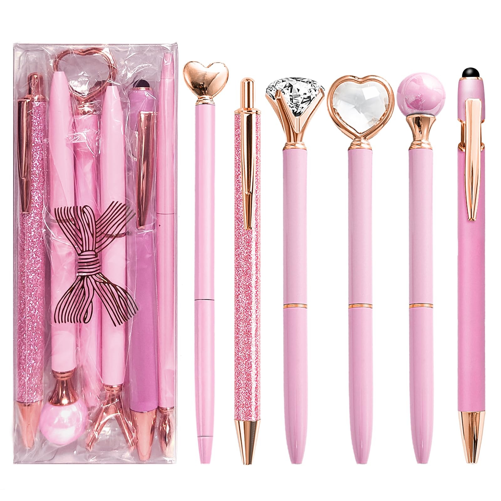 YOXMJDB Pink Pens for Women, 6 Pcs Cute Ballpoint Pen Bulk, 1.0mm