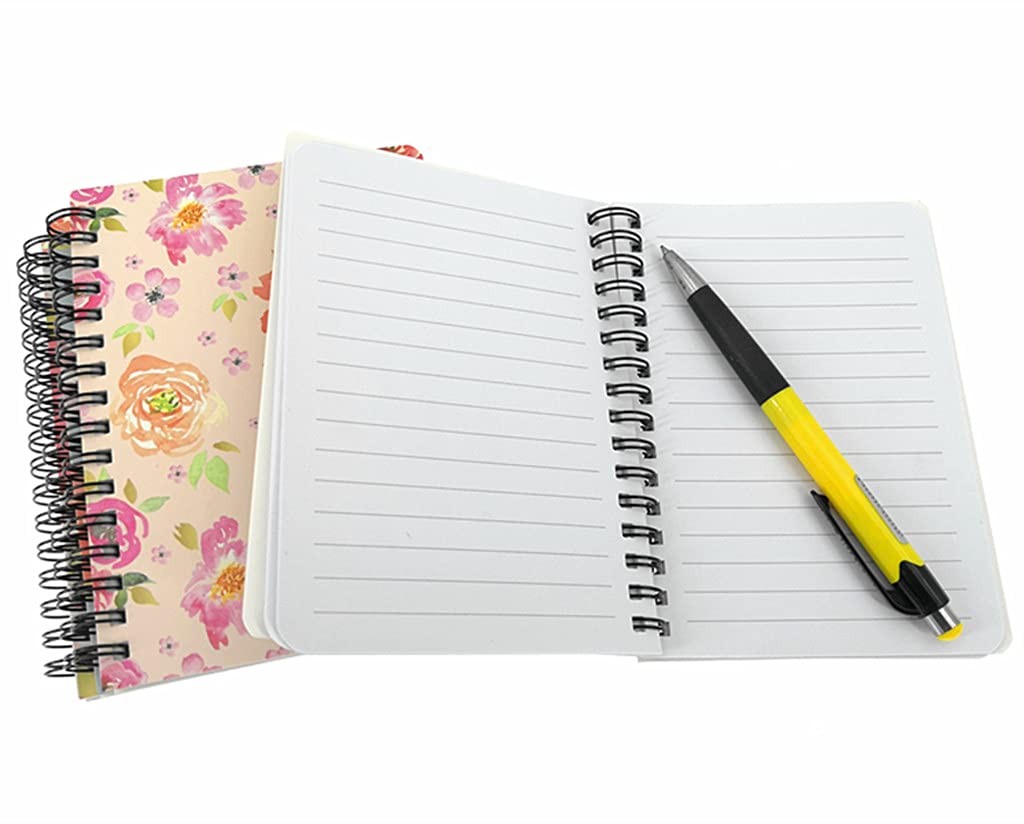 4 Pack A6 Spiral Notebook Journal,Wirebound Ruled Sketch Book Notepad Black