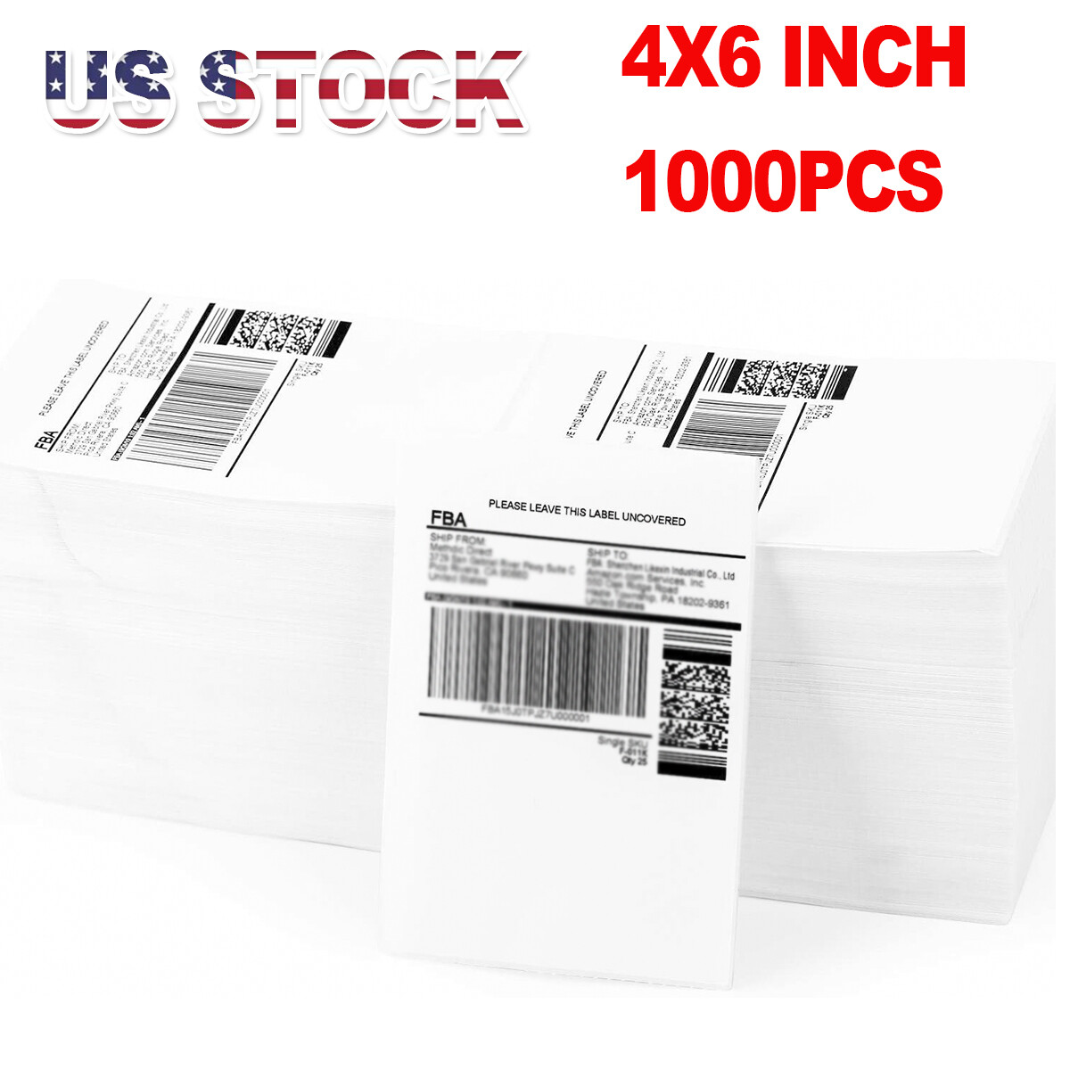 1000 4″ x 6″ Fanfold Direct Thermal Shipping Labels for Zebra and Rollo Printers