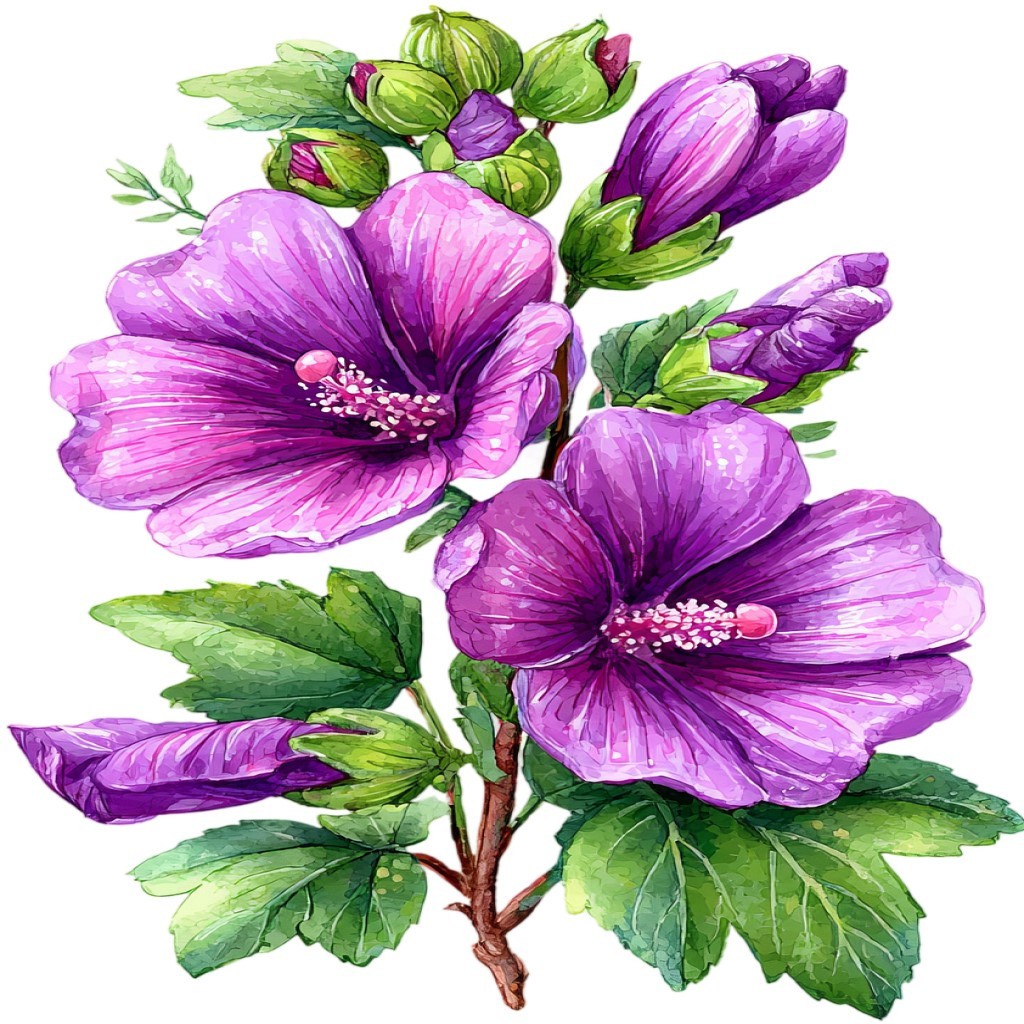30 Custom Purple Mallow Hibiscus Personalized Address Labels