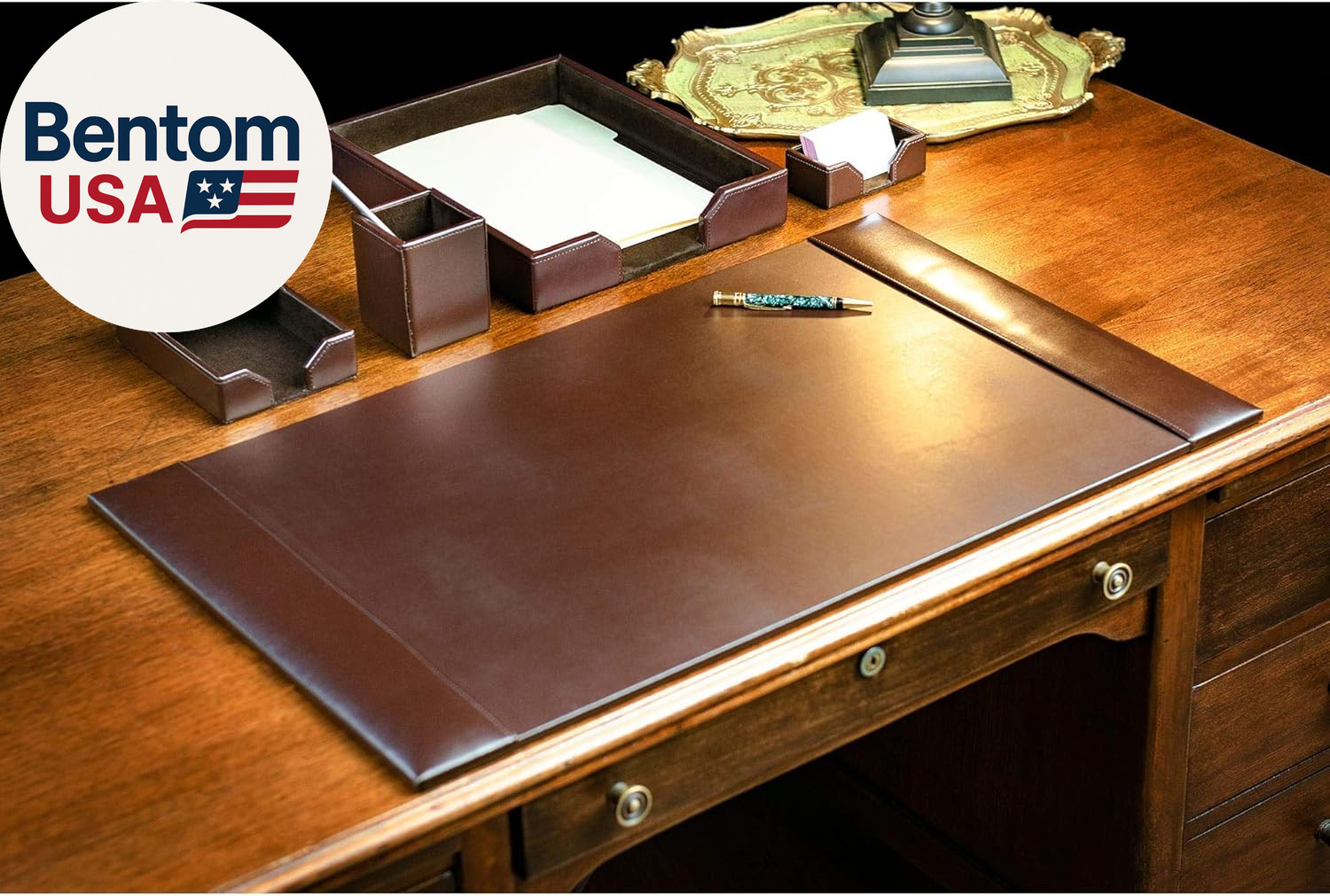 Bonded Leather Desk Set – Luxury Leather Desk Pad & Desk Organization Essentials