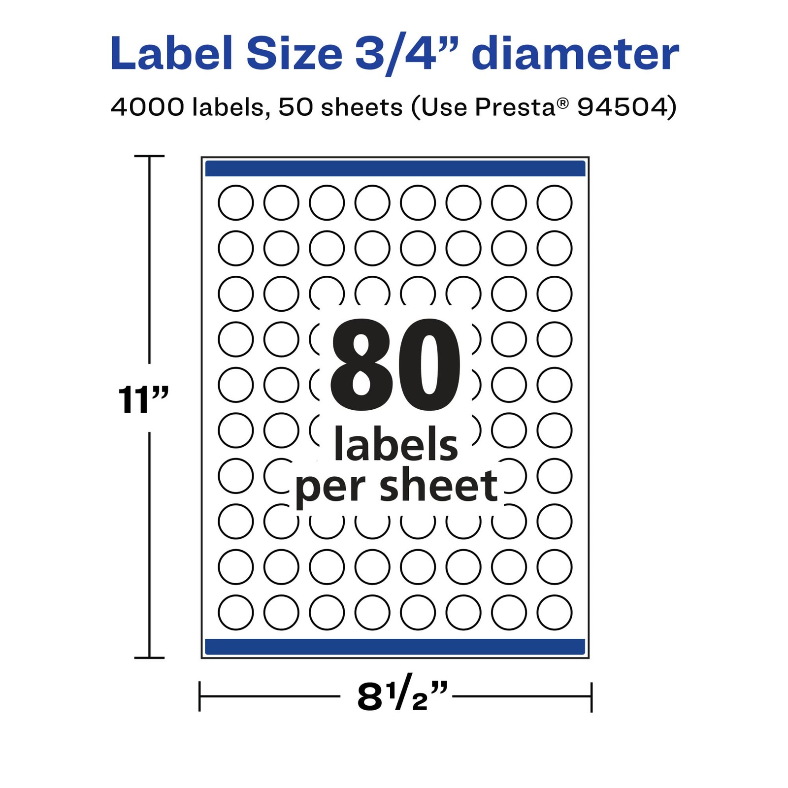 Avery Matte White Round Labels Sure Feed Technology 3/4 Diameter 4000 Matte