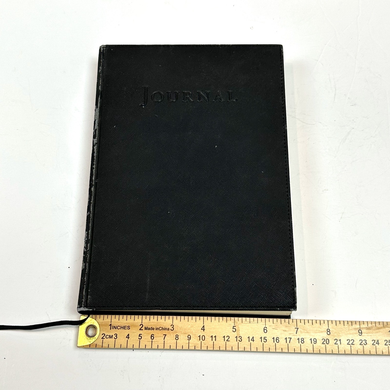 Fiorentina Journal Lined Made in Italy Black Textured Bonded Leather *DAMAGE*