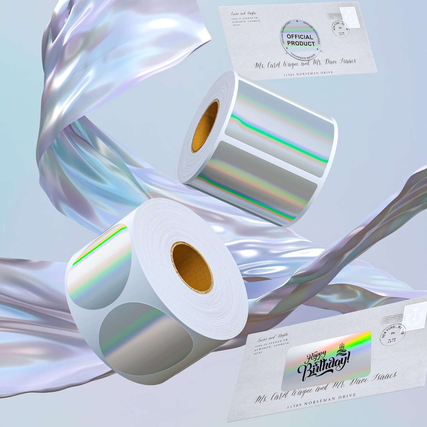 400/Roll 2” Holographic Circle Direct Thermal Stickers Labels for Rollo Zebra