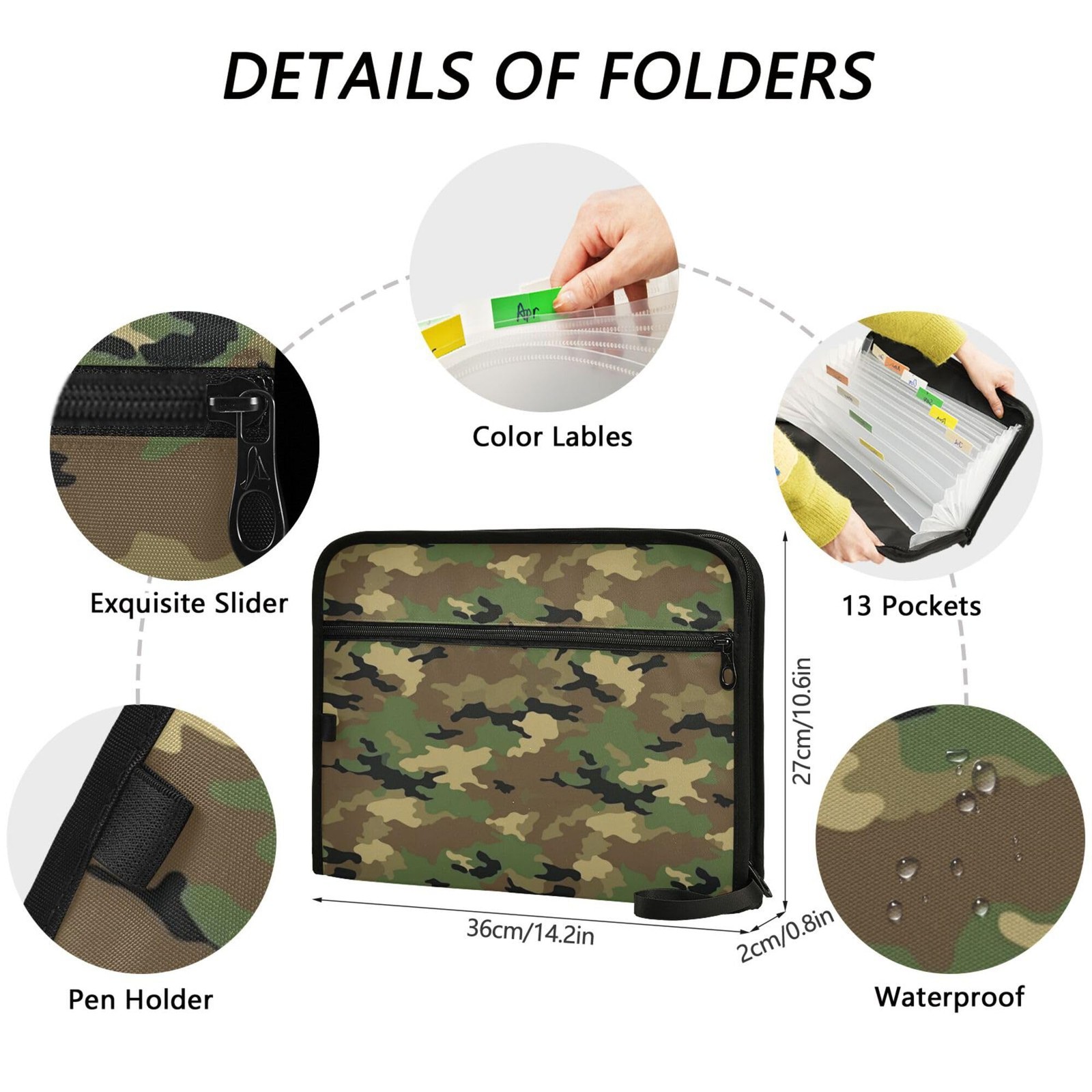 Army Camouflage Expanding File 14.2 X 10.6 X 0.8 Inches,