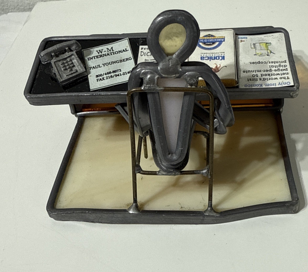 Glass Business Card Holder World Traveler Sale Rep Konica Carl Goeller Telephone