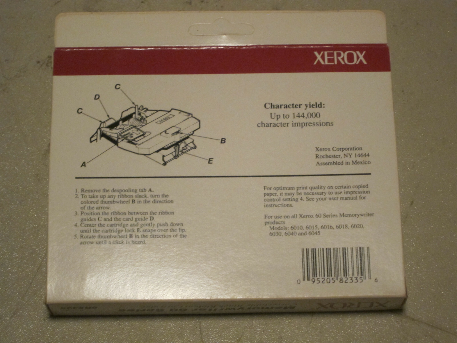 6 Pack Xerox 60 Series Memorywriter Correctable Black Ribbon Cartridge 8R2335